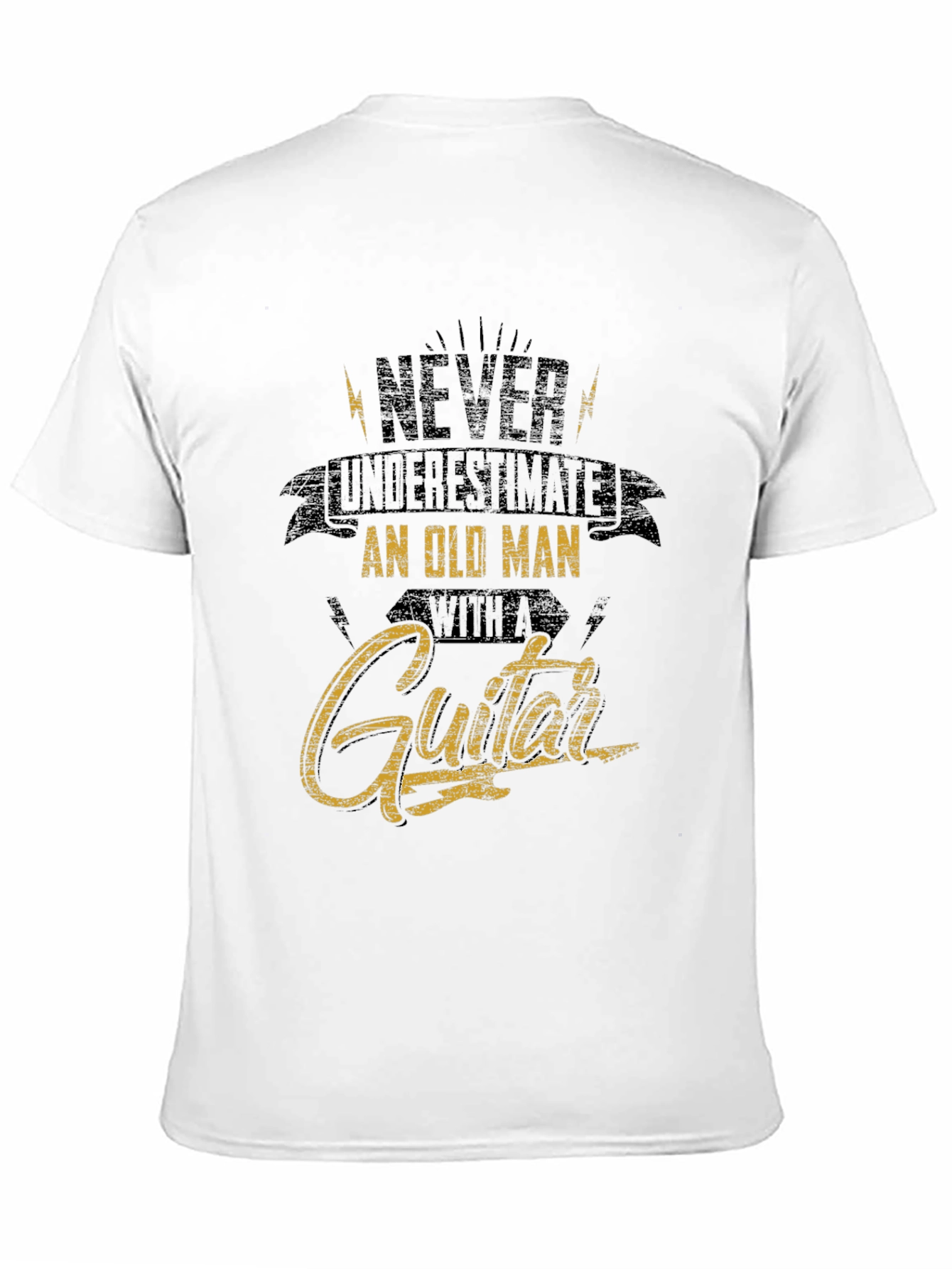 Black Never Underestimate Old Man Guitar T-Shirt view 11