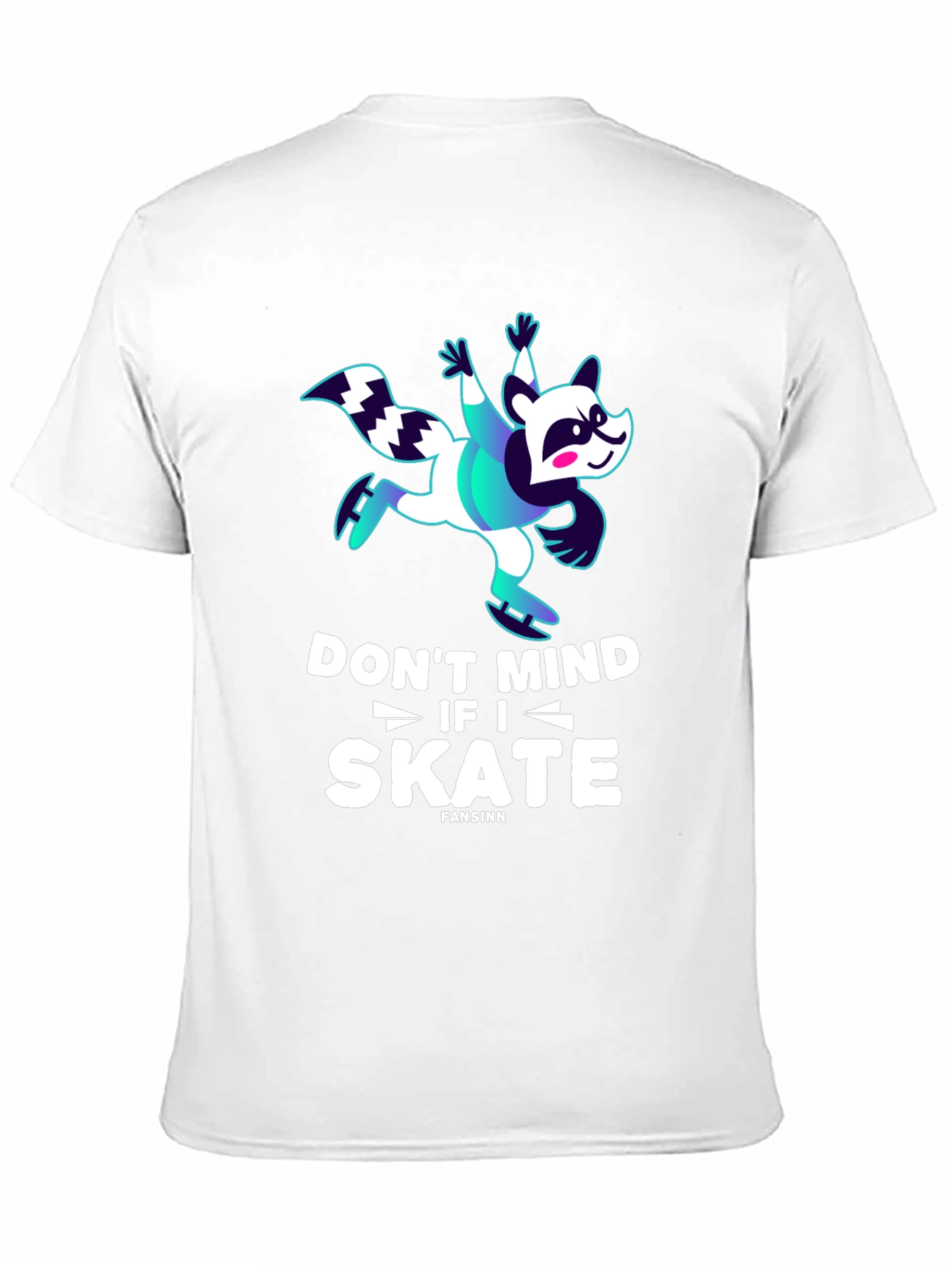 Black Funny Skater Raccoon Graphic T-Shirt view 11