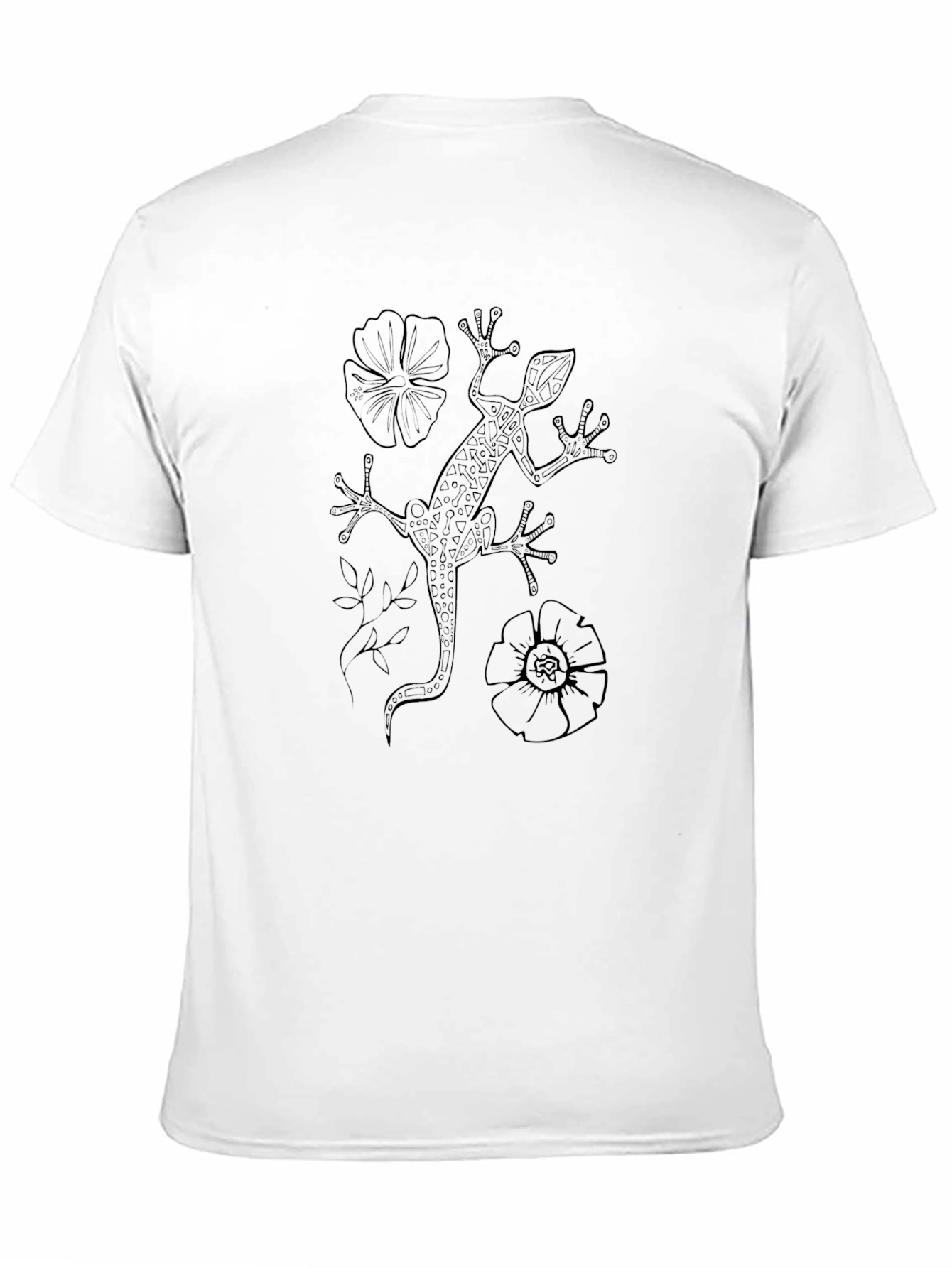 Black Black Gecko & Flowers Print T-Shirt view 11