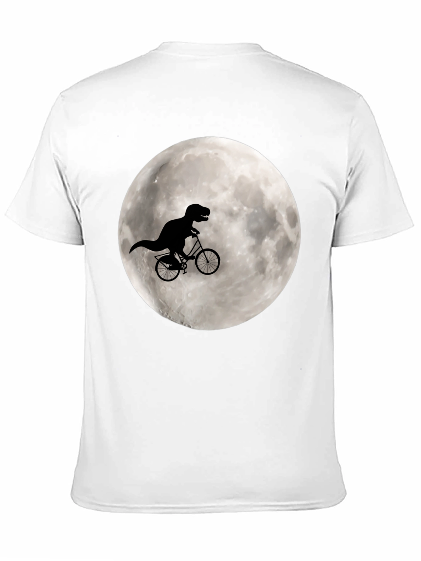 Black Dino Biker Tee - T-Rex Riding Bike on Moon Shirt view 11