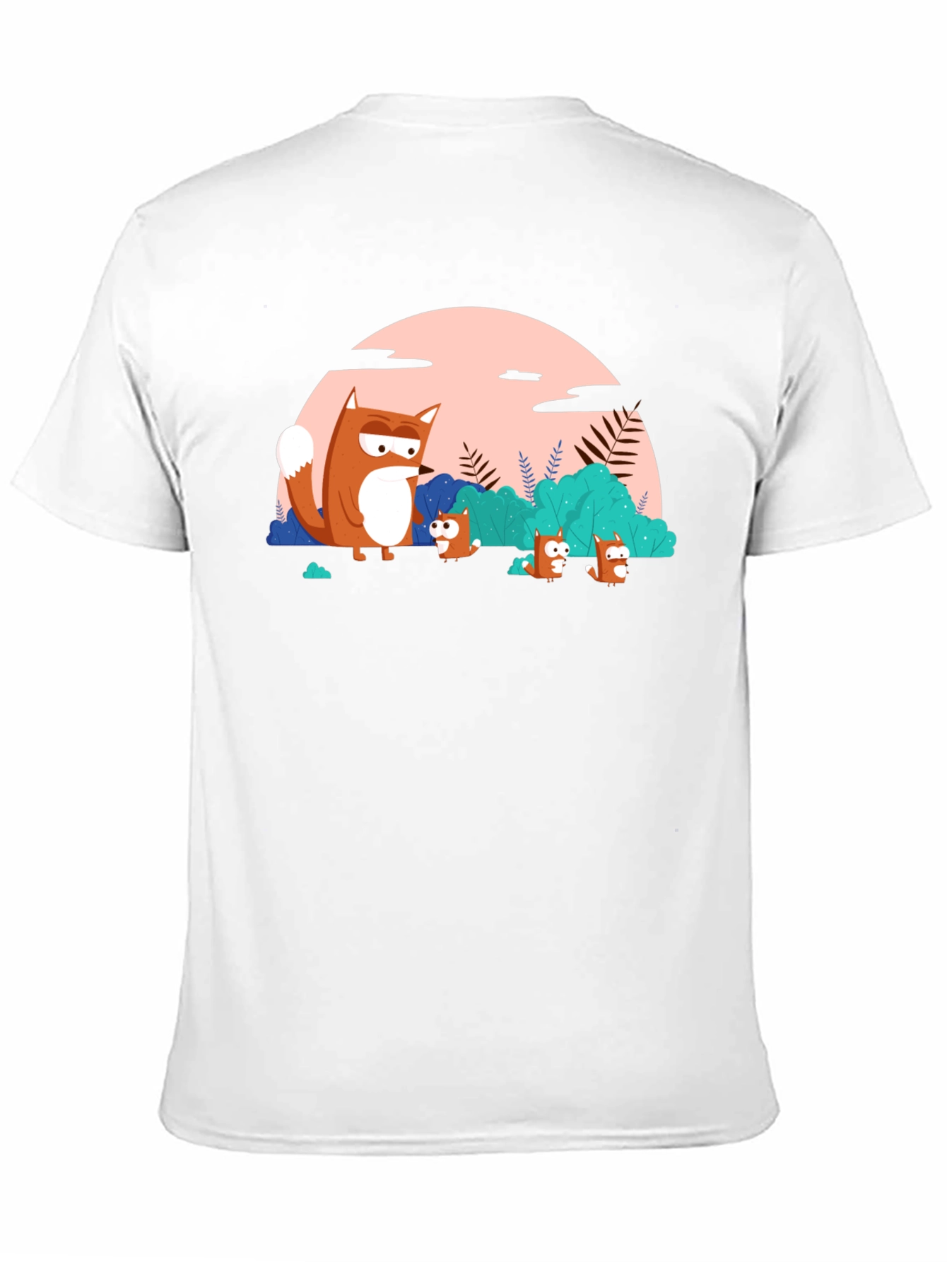 Black Cartoon Fox Family Black T-Shirt view 11
