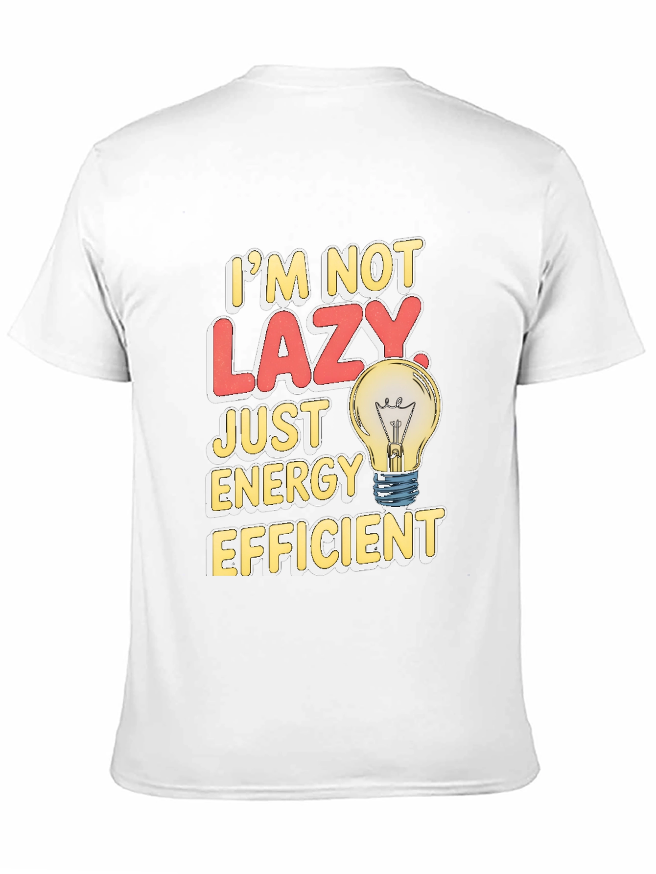Black Funny Energy Efficient Lazy Light Bulb T-Shirt view 11