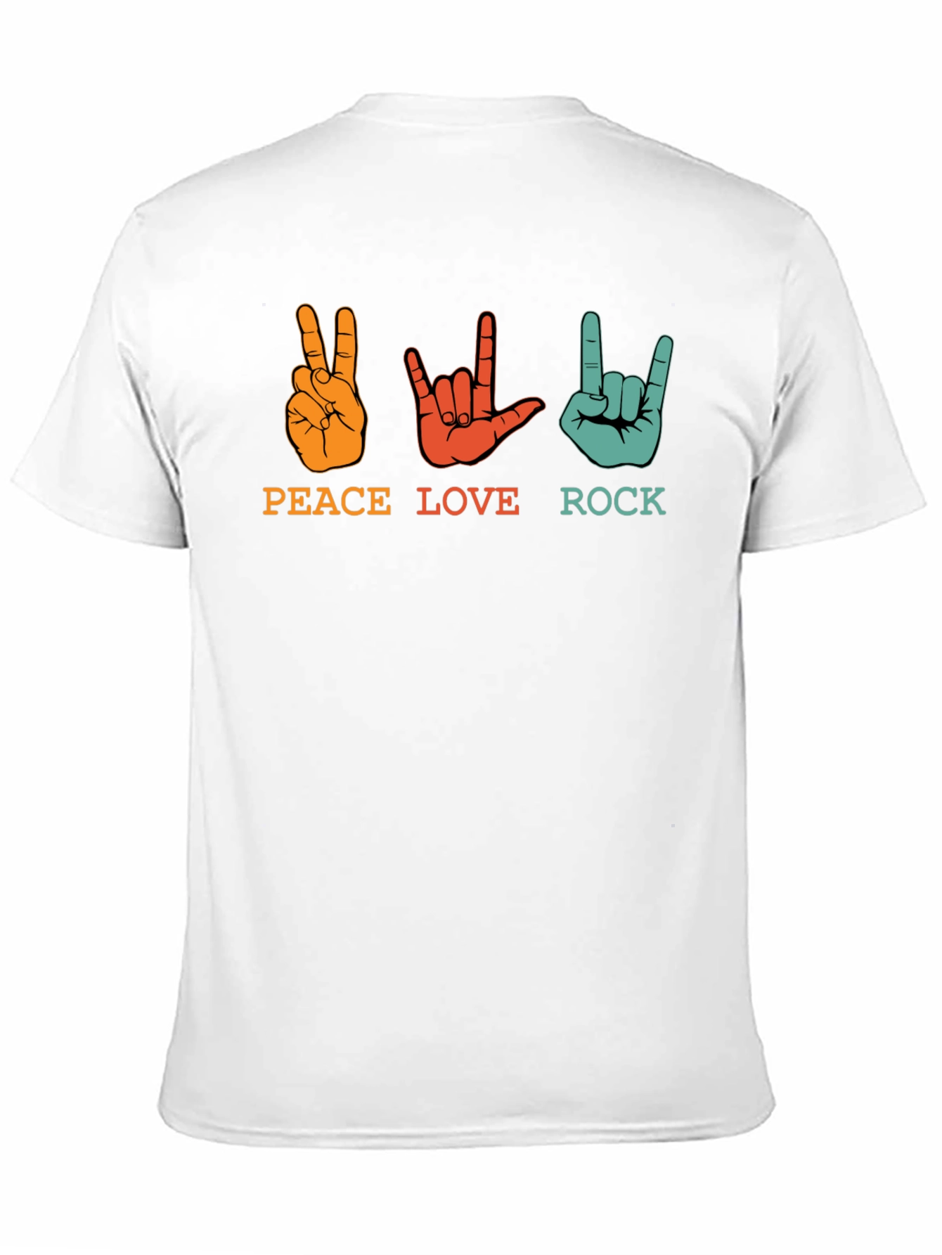 Black Peace Love Rock Graphic Tee - Black Unisex T-Shirt view 11