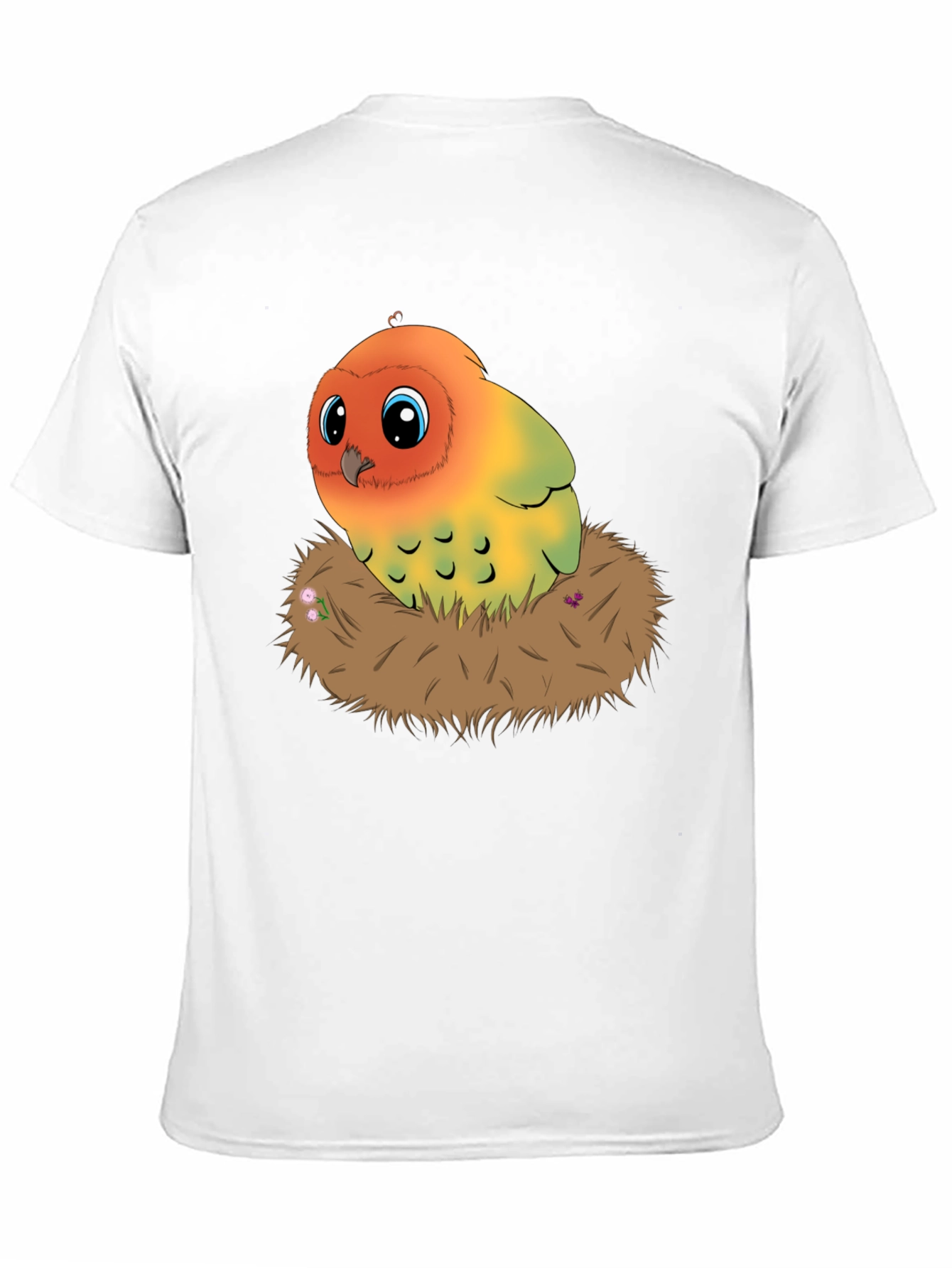 Black Cute Lovebird in Nest Graphic Tee view 11