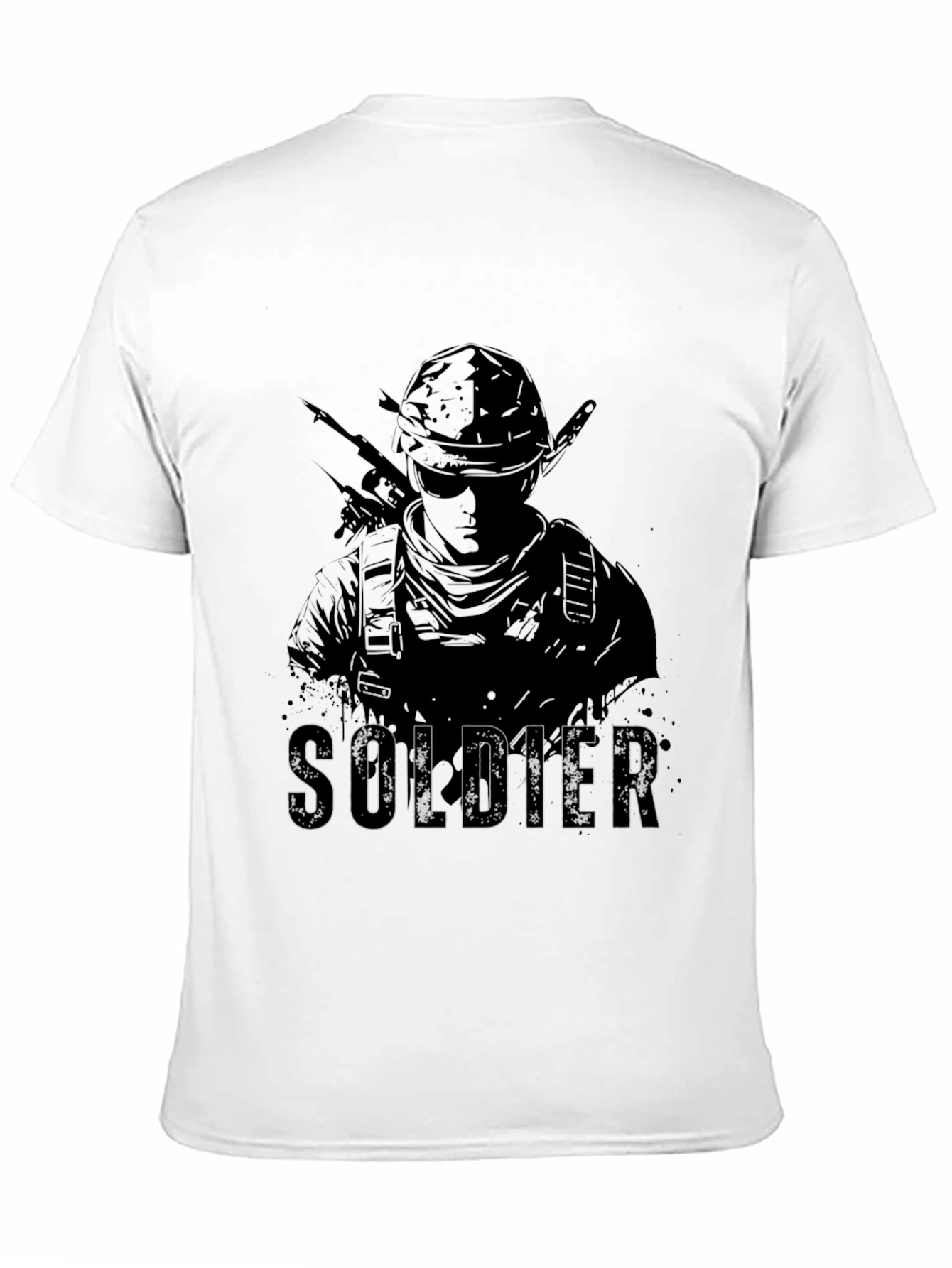 Black Soldier Graphic Tee - Black Cotton Blend Shirt view 11
