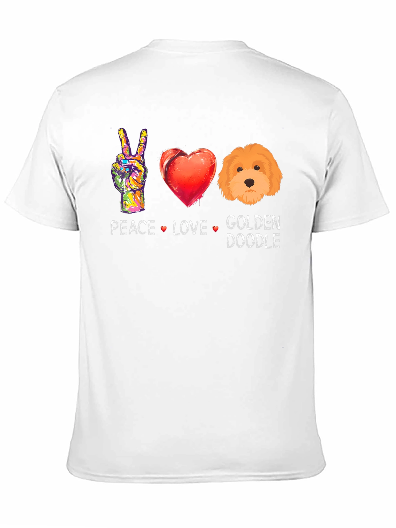 Black Peace Love Golden Doodle T-Shirt view 11