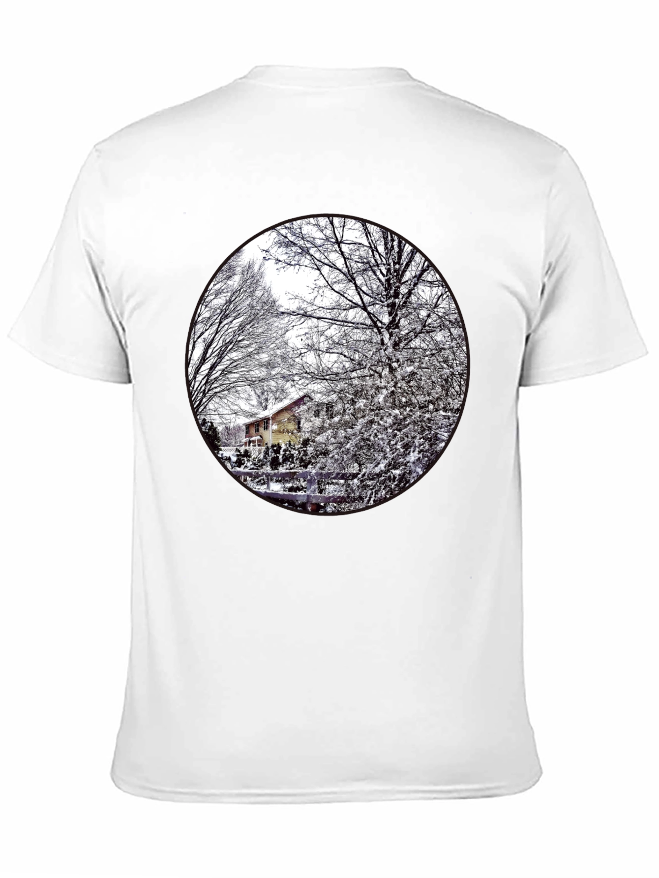 Black Winter Scene Graphic Tee - Black Cotton Blend view 11