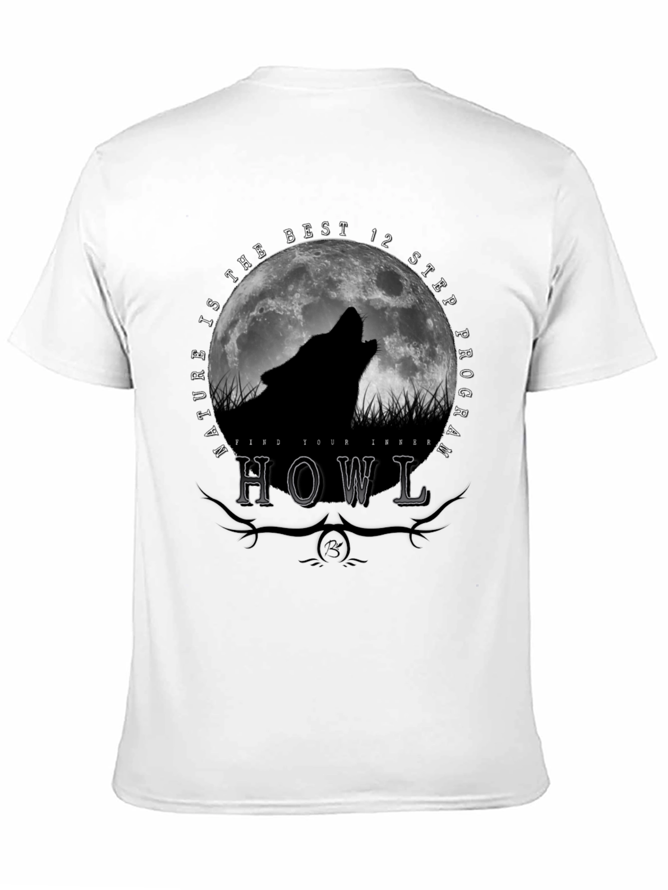 Black Nature Howl Wolf T-Shirt view 11