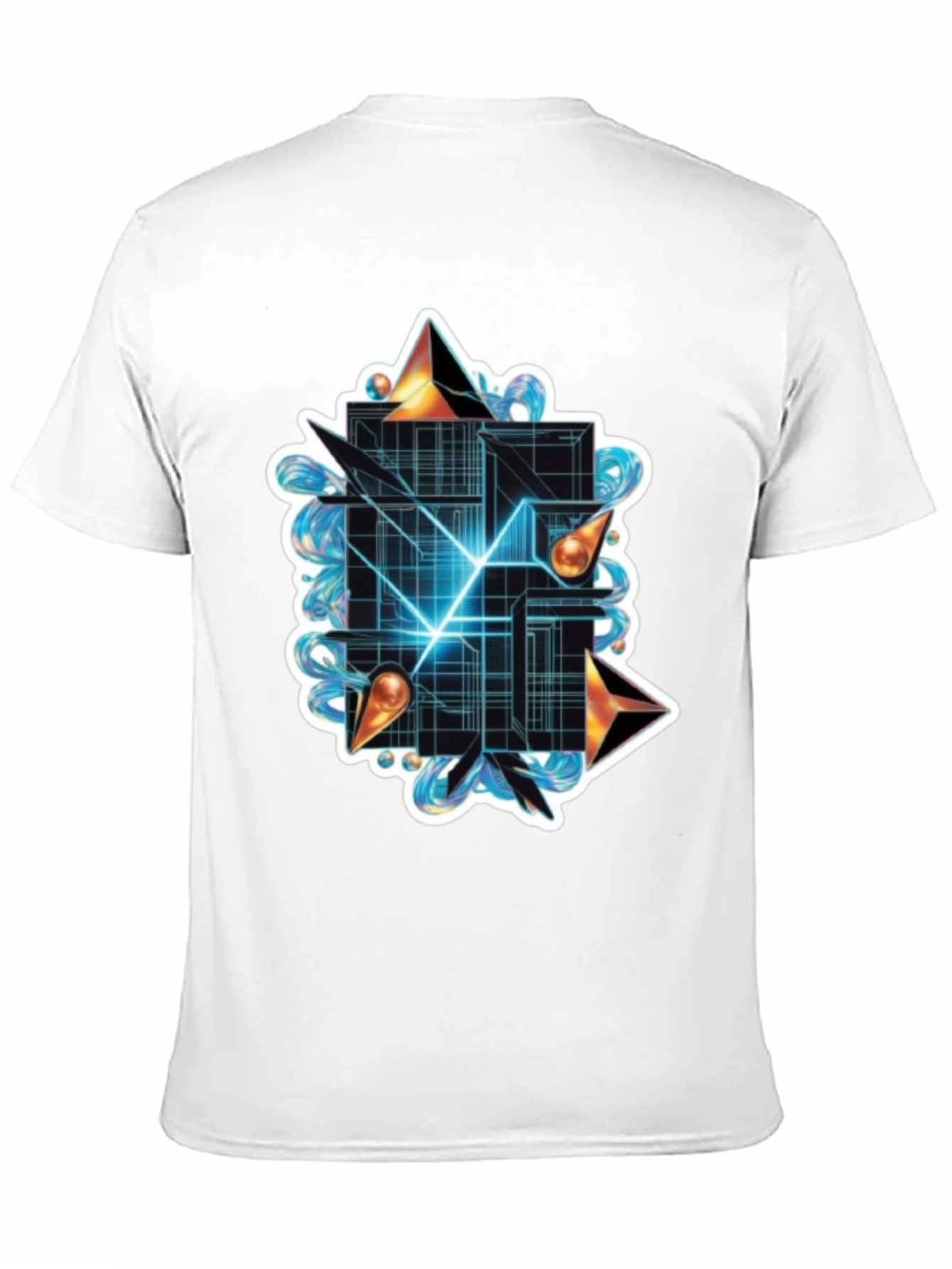 Black Abstract Geometric Graphic Tee - Stylish Black T-Shirt view 11