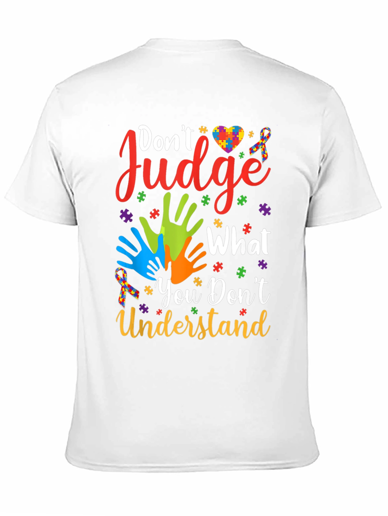 Black Autism Awareness Graphic Tee - Don't Judge view 11