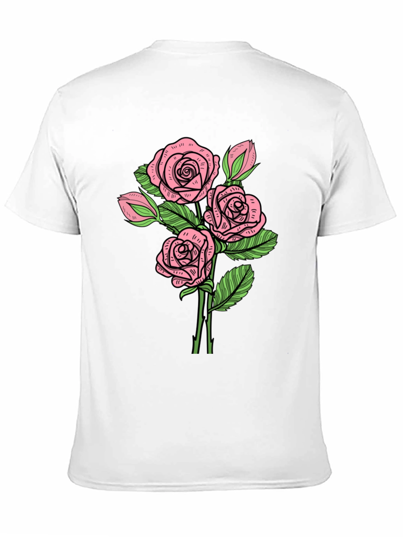 Black Floral Rose Print Crew Neck T-Shirt view 11