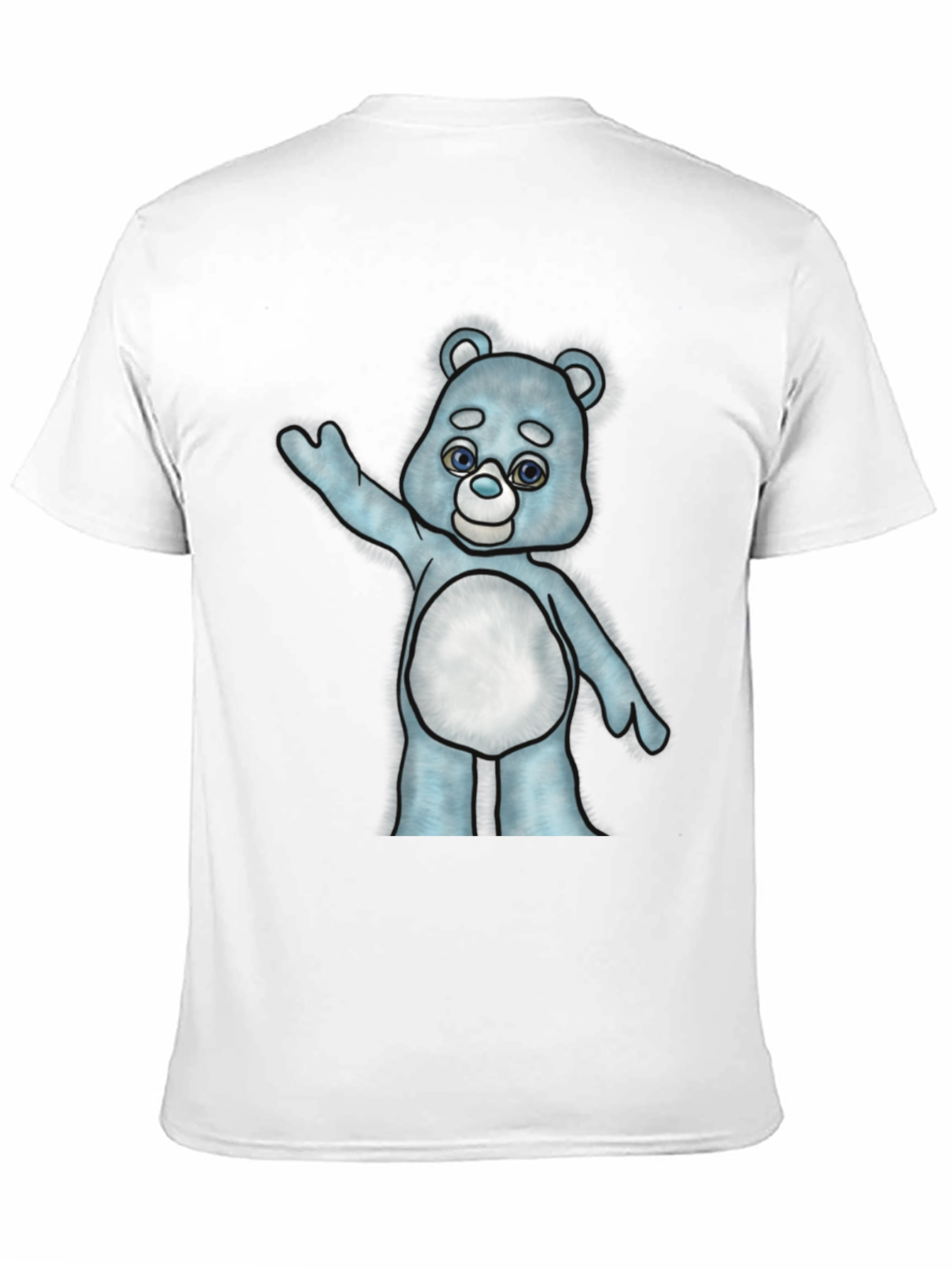 Black Cute Cartoon Bear Graphic T-Shirt - Black Cotton Tee view 11