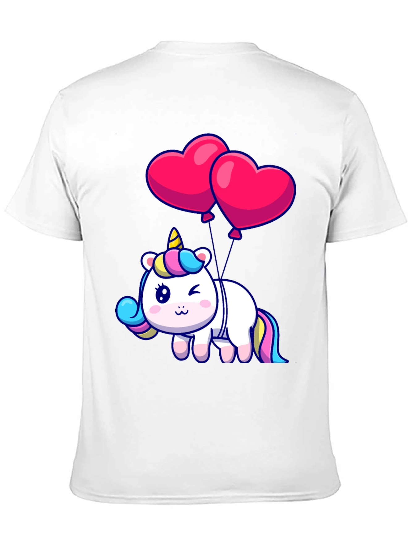 Black Unicorn with Heart Balloons Graphic Tee view 11