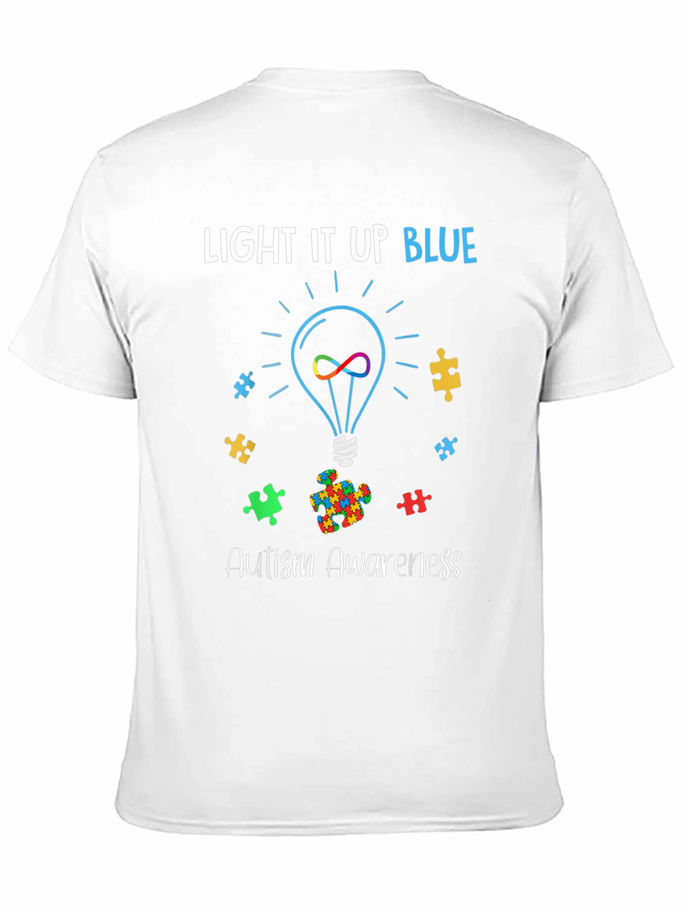 Black Autism Awareness Light It Up Blue T-Shirt view 11