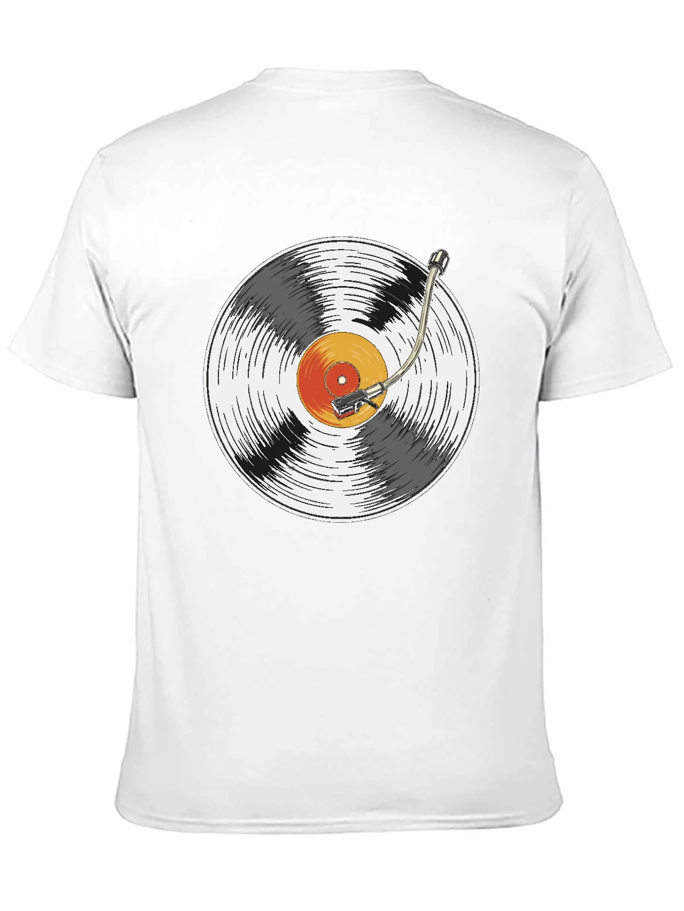 Black Retro Vinyl Record Player Graphic T-Shirt view 11
