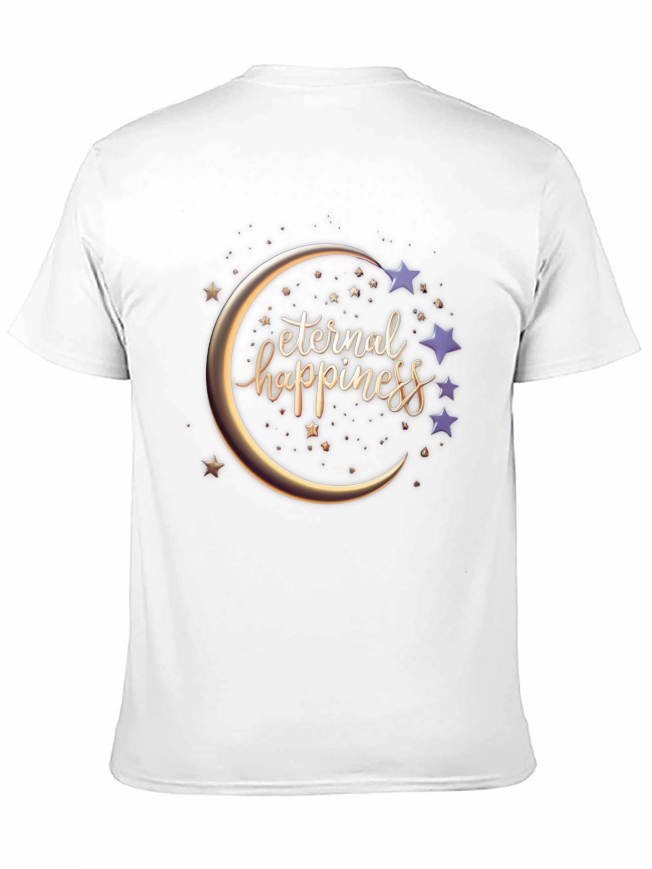 Black Eternal Happiness Moon Star Graphic T-Shirt view 11