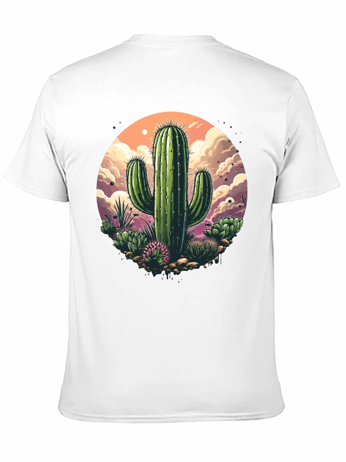 Black Cactus Graphic T-Shirt - Desert Scene view 11