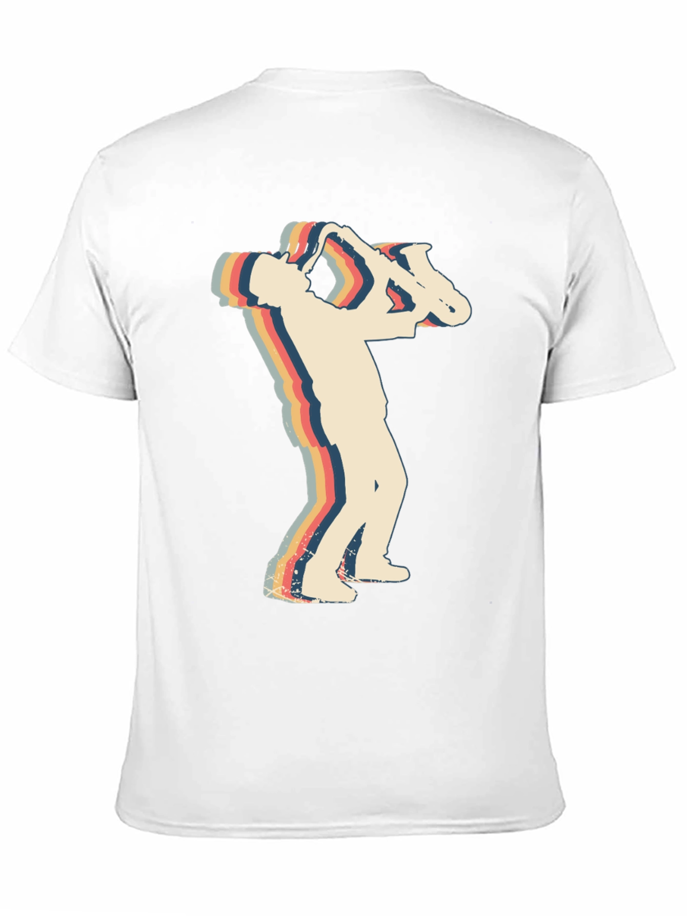Black Retro Saxophone Player Black T-Shirt view 11
