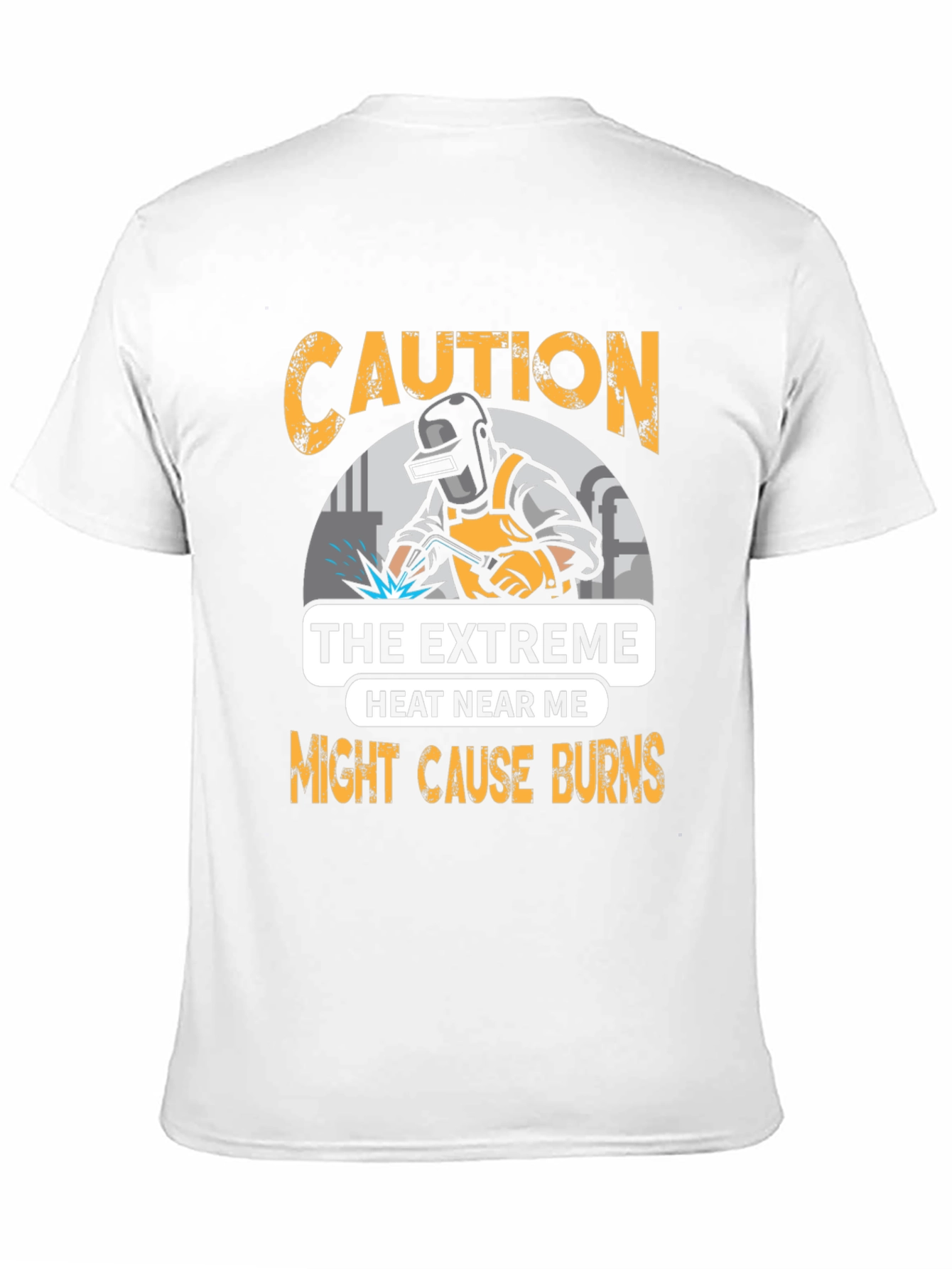 Black Caution Welder T-Shirt: Extreme Heat Burns Risk view 11