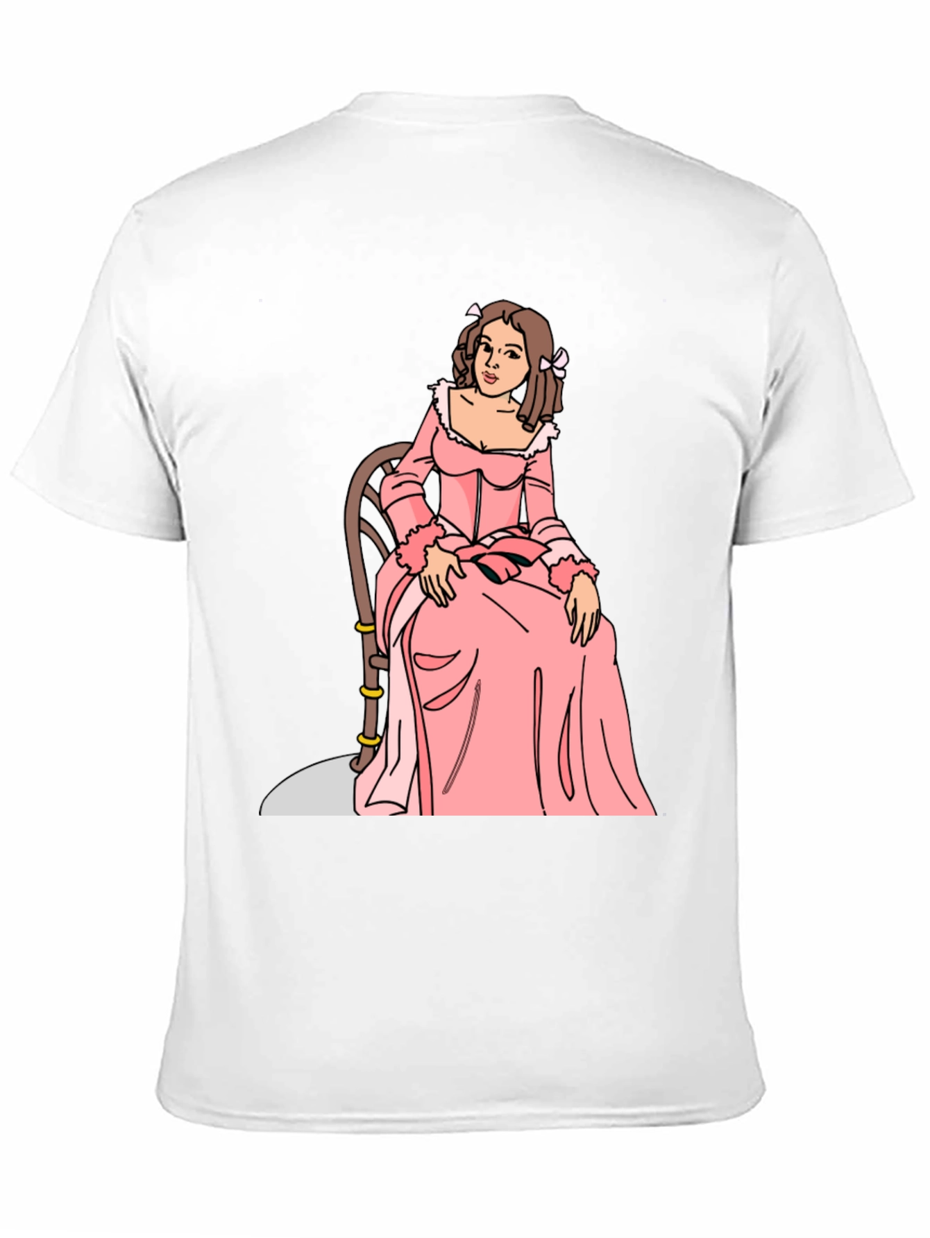 Black Cartoon Woman Pink Dress Black T-Shirt view 11