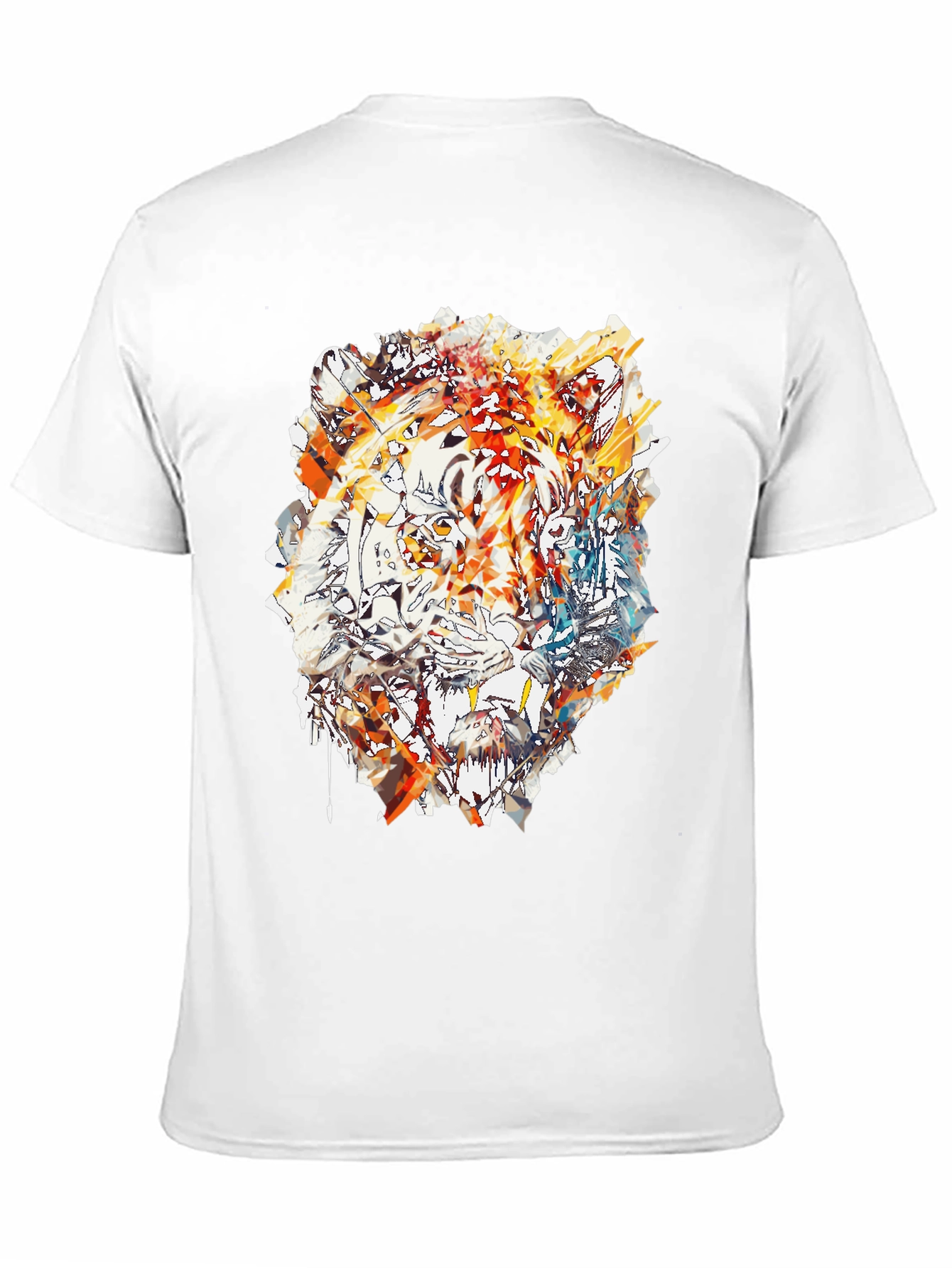 Black Abstract Tiger Print Men's Black T-Shirt view 11