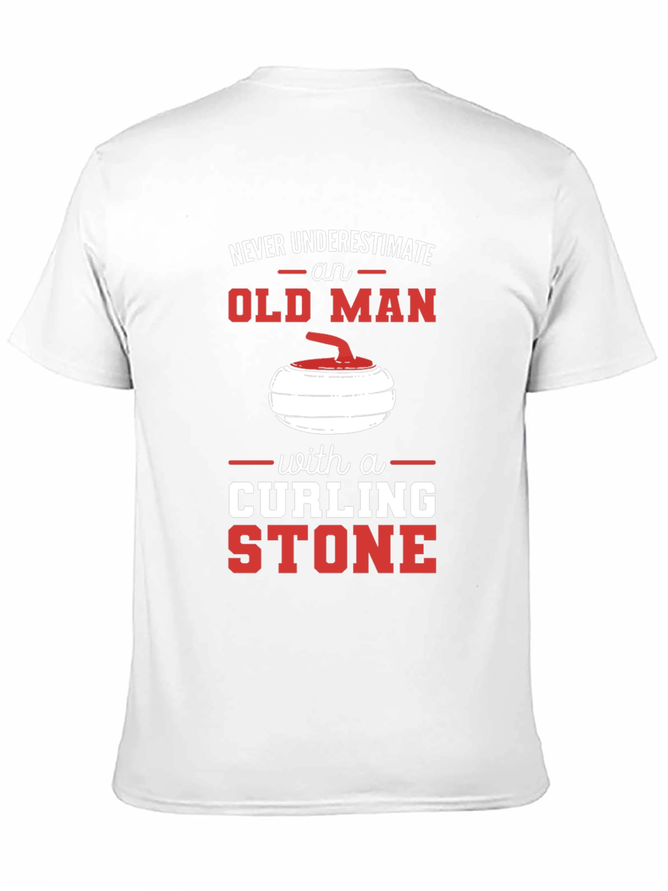Black Never Underestimate Old Man with Curling Stone T-Shirt view 11