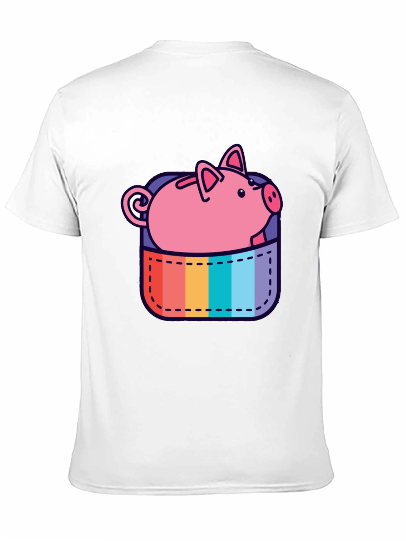 Black Rainbow Pocket Piggy Bank T-Shirt view 11