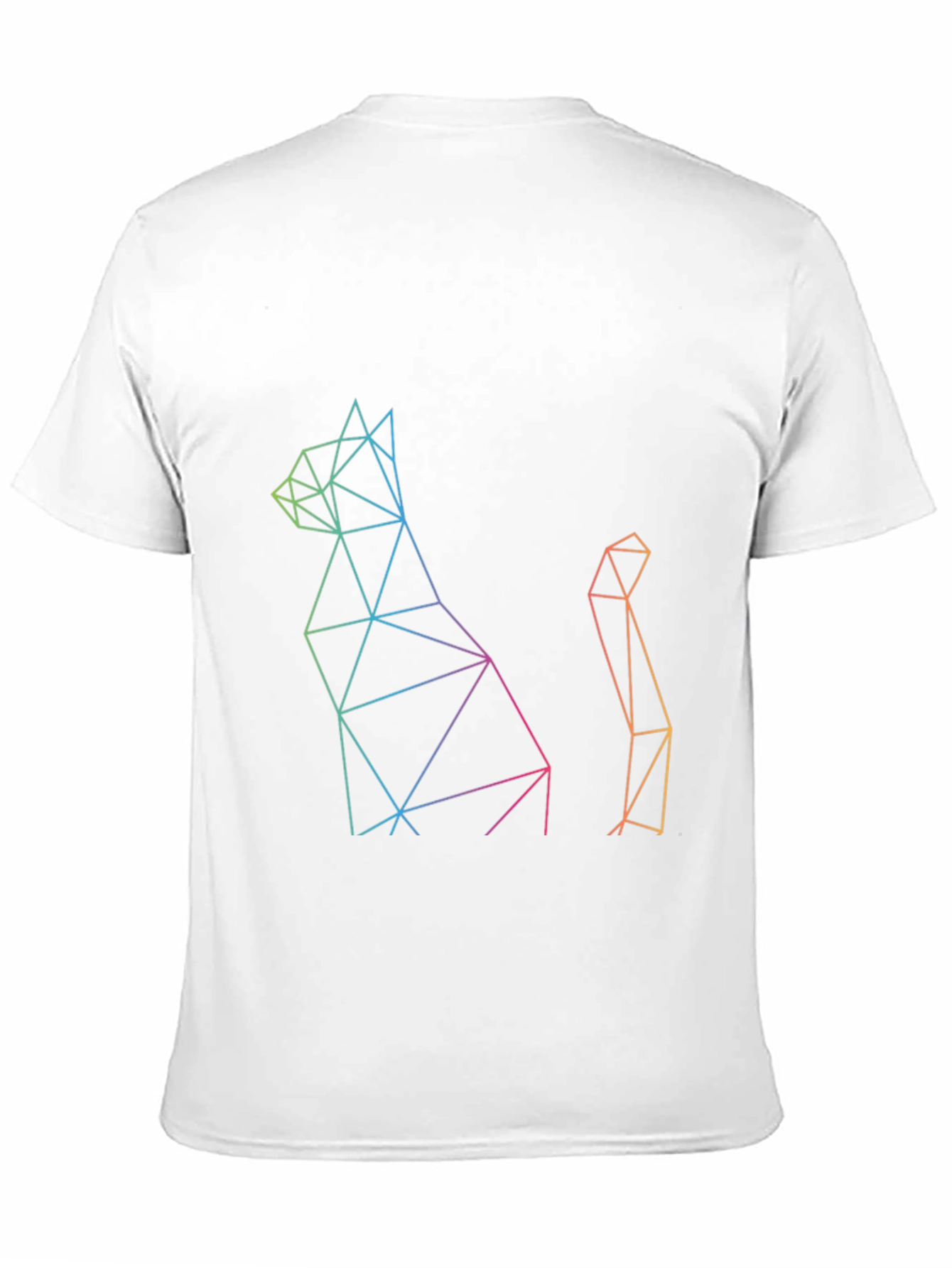 Black Geometric Cat Print Black T-Shirt view 11