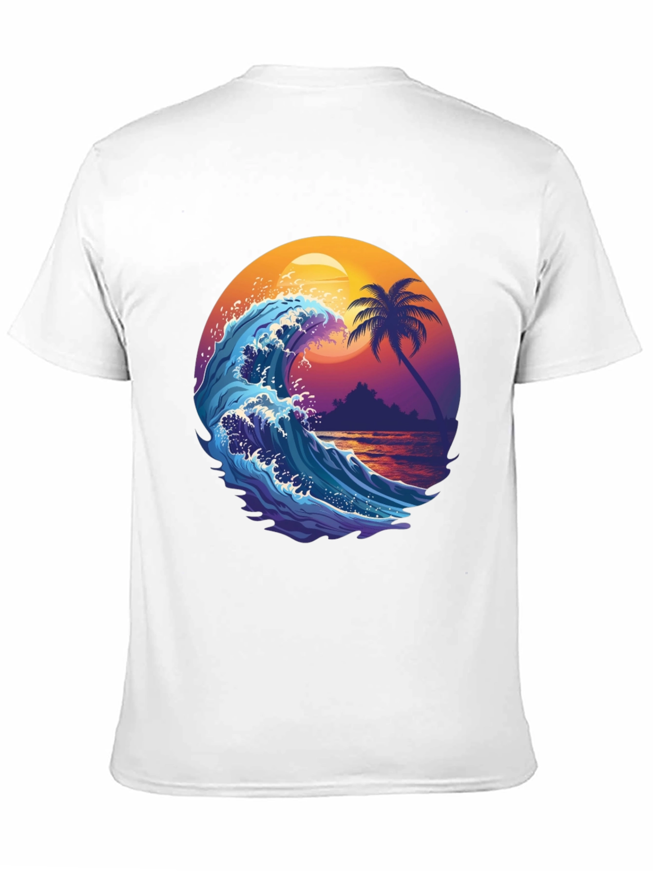 Black Wave & Palm Tree Graphic Tee - Tropical Summer Vibes! view 11