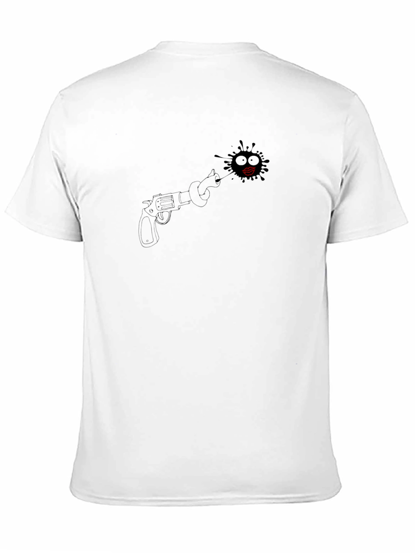 Black Black T-Shirt with Revolver and Lips Design view 11