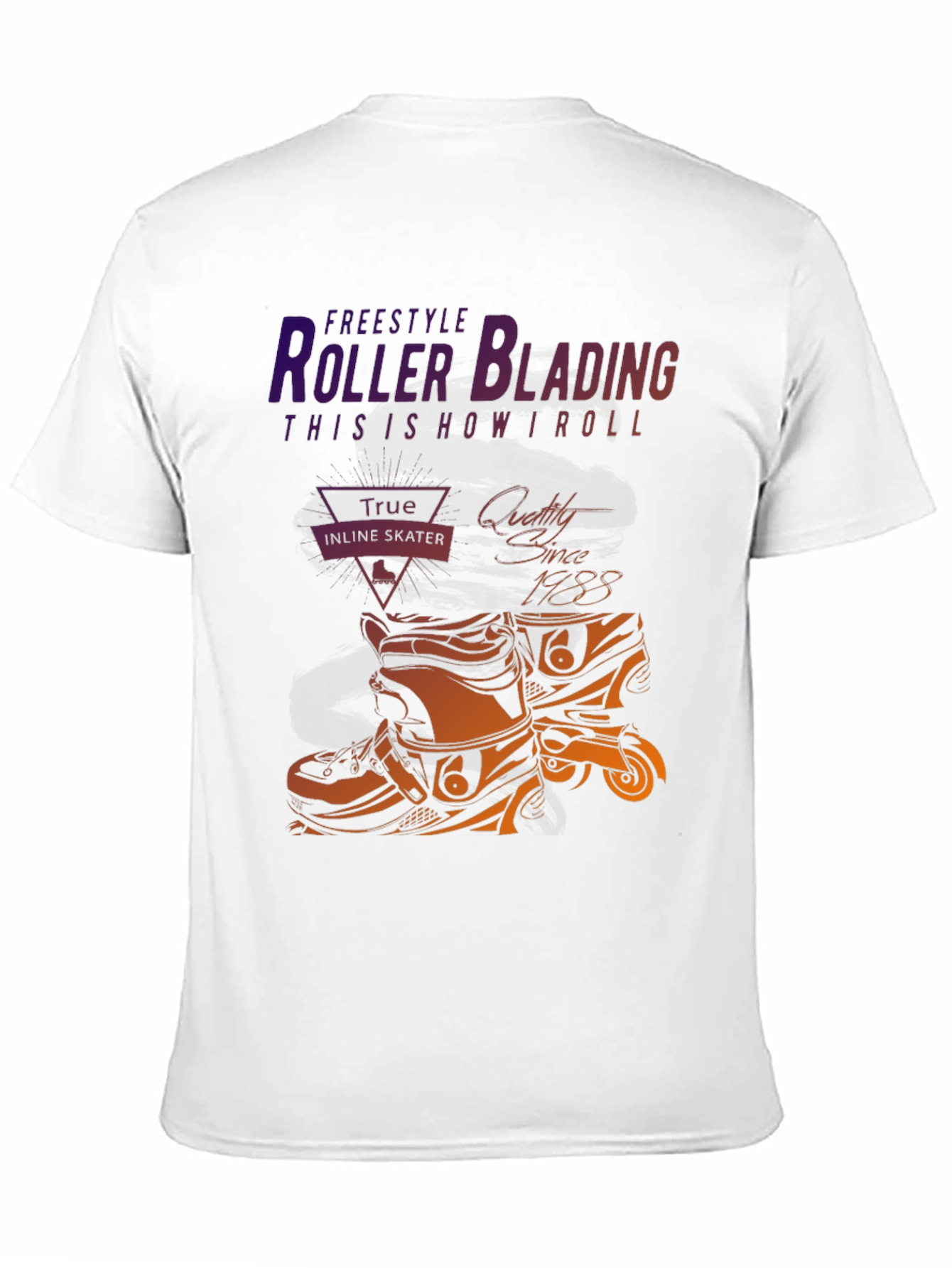 Black Roller Blading T-Shirt - Freestyle Inline Skate Design view 11