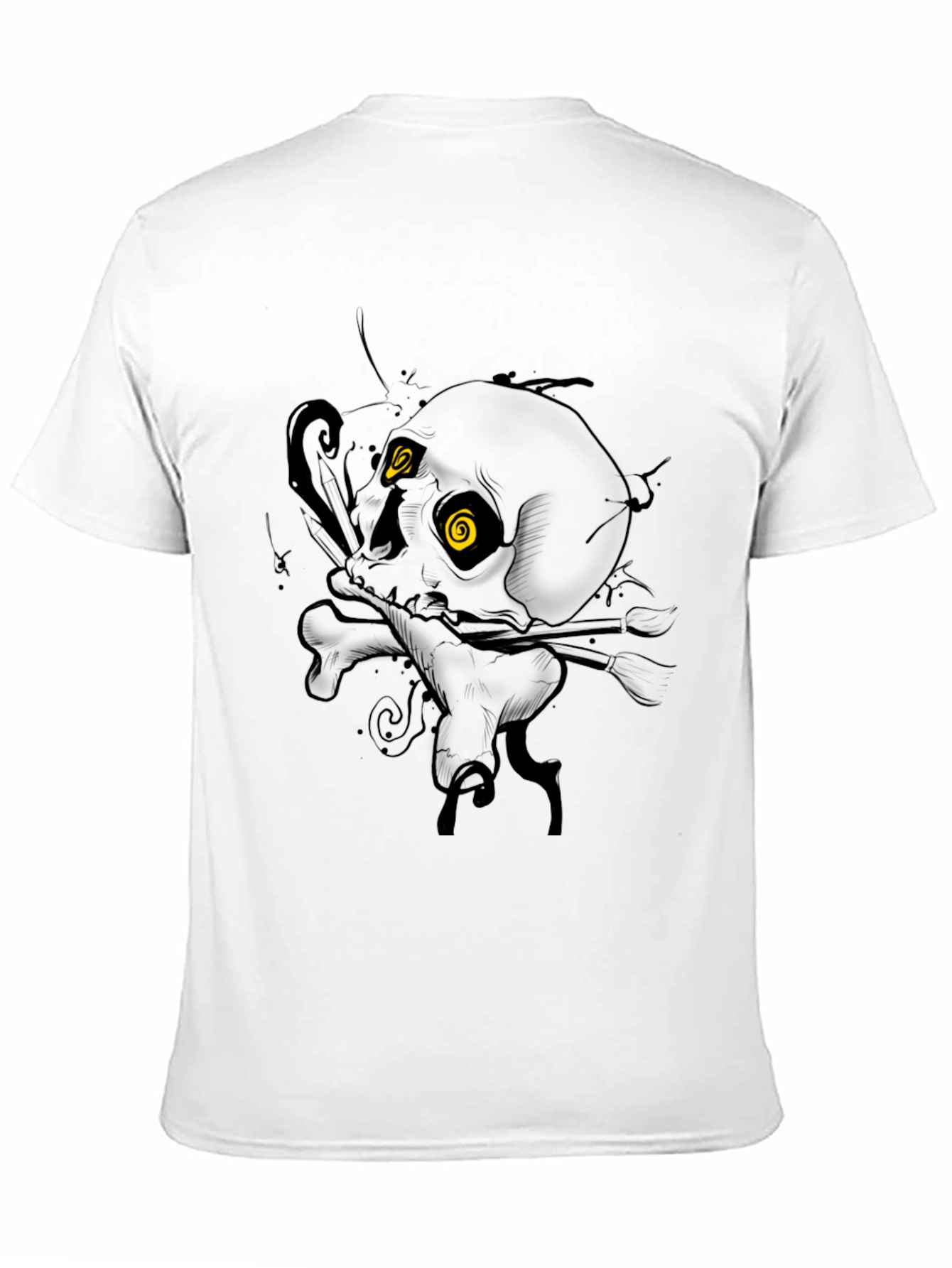 Black Skull & Bones Graphic Tee - Dark Humor Style view 11