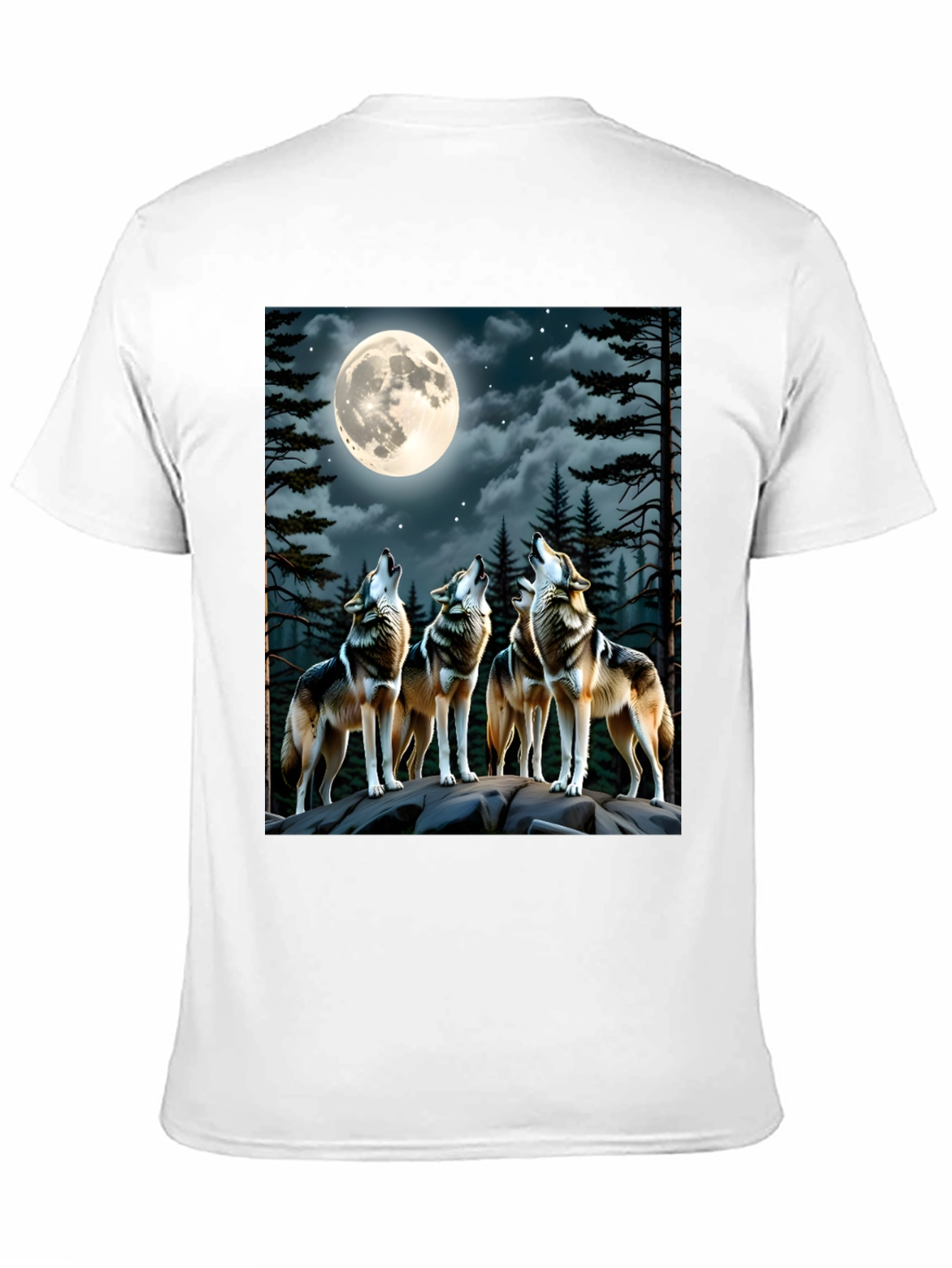 Black Wolf Pack Moon Graphic T-Shirt view 11
