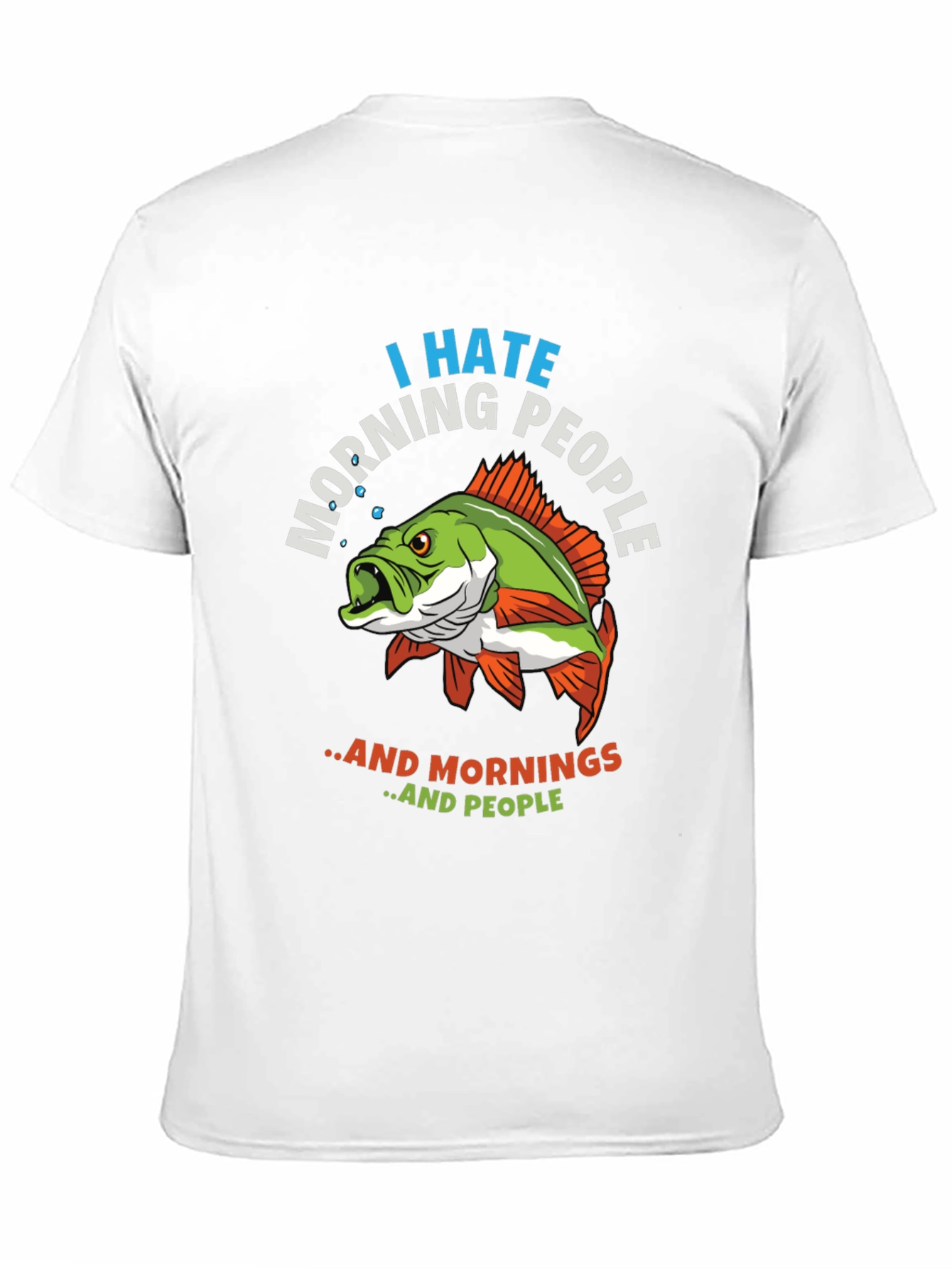 Black I Hate Morning People Fish Graphic T-Shirt view 11