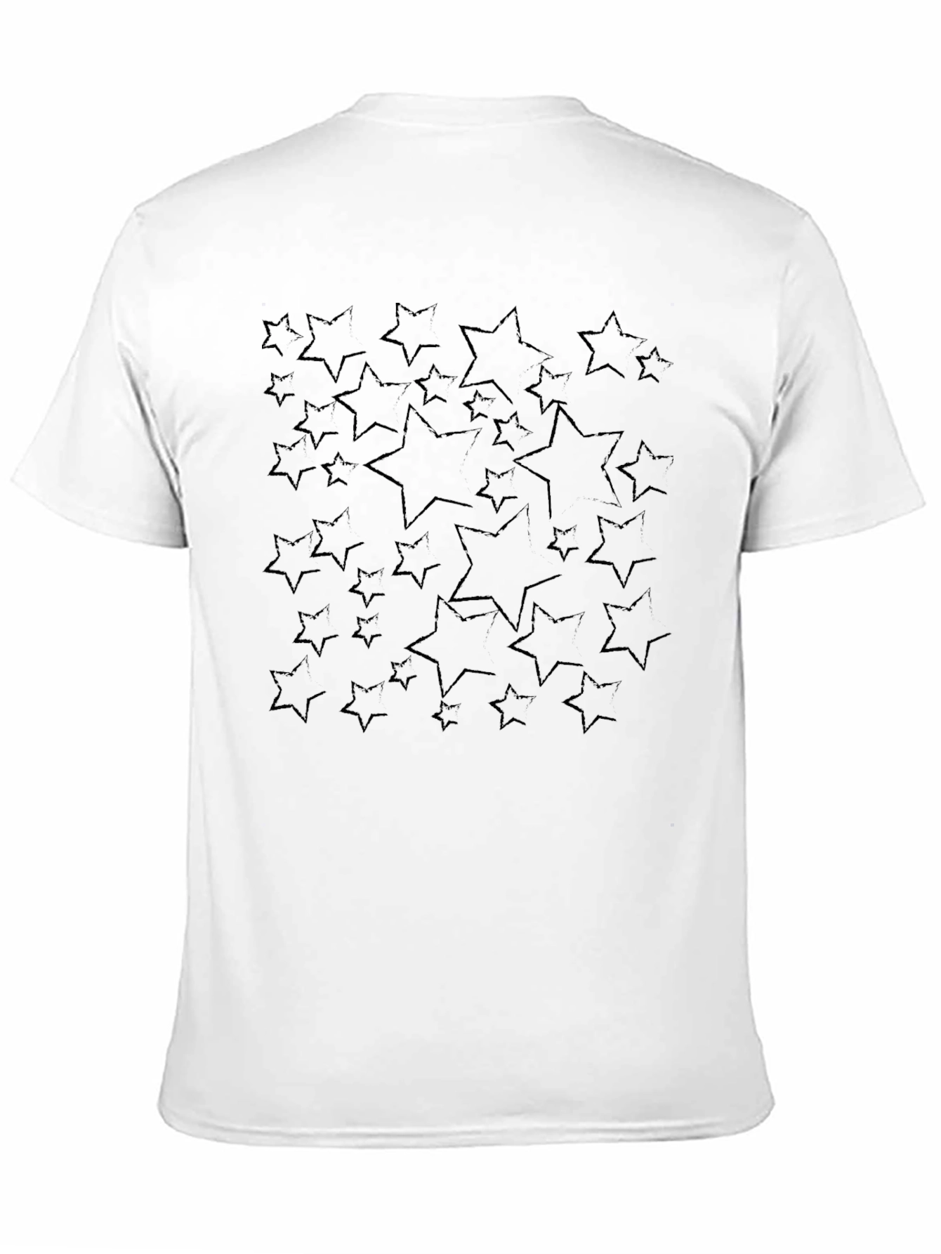 Black Star Pattern Black Casual T-Shirt view 11