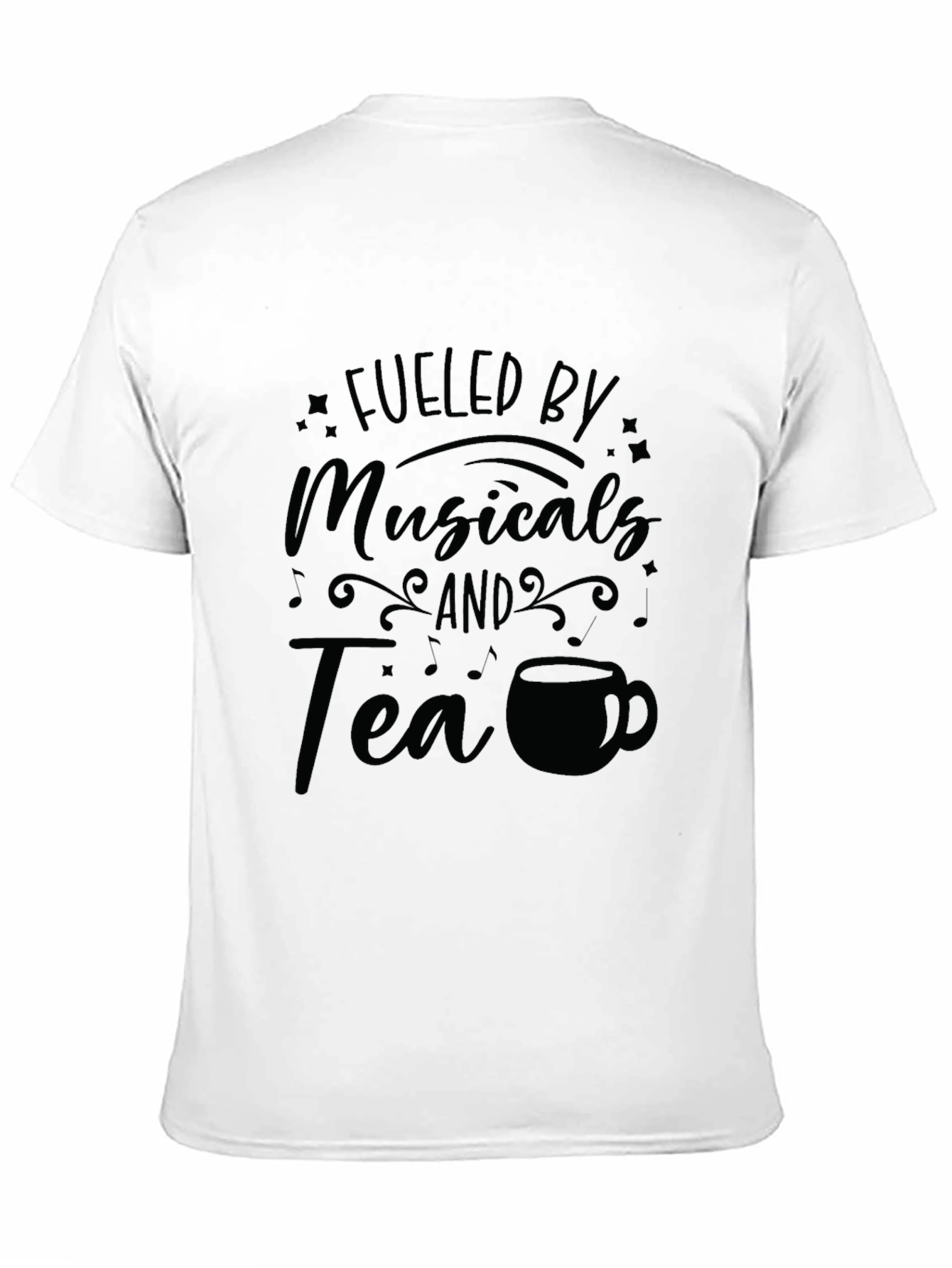 Black Fueled by Musicals and Tea Graphic T-Shirt view 11