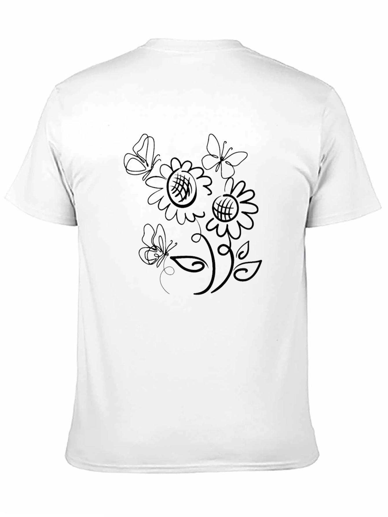 Black Black T-Shirt with Floral Butterfly Design view 11