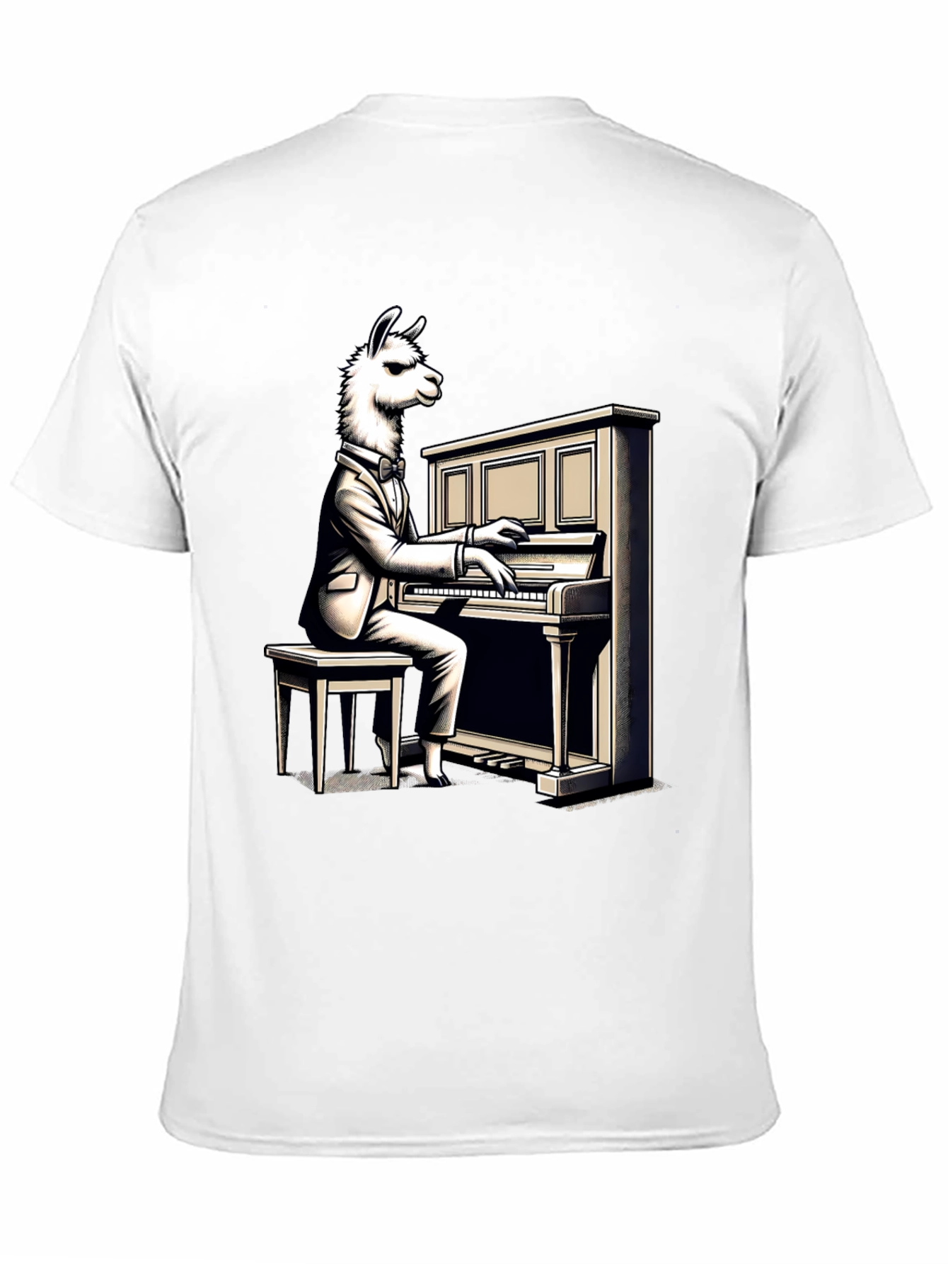 Black Llama Pianist Graphic Tee - Unique Animal Art Shirt view 11