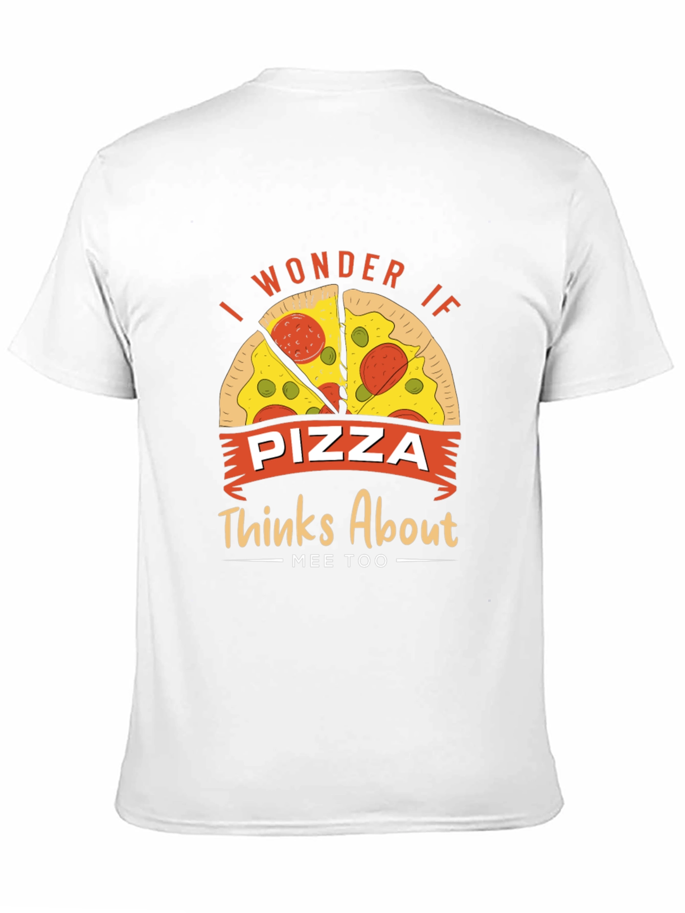 Black Pizza Lover Graphic Tee - I Wonder If Pizza Thinks About Mee Too view 11