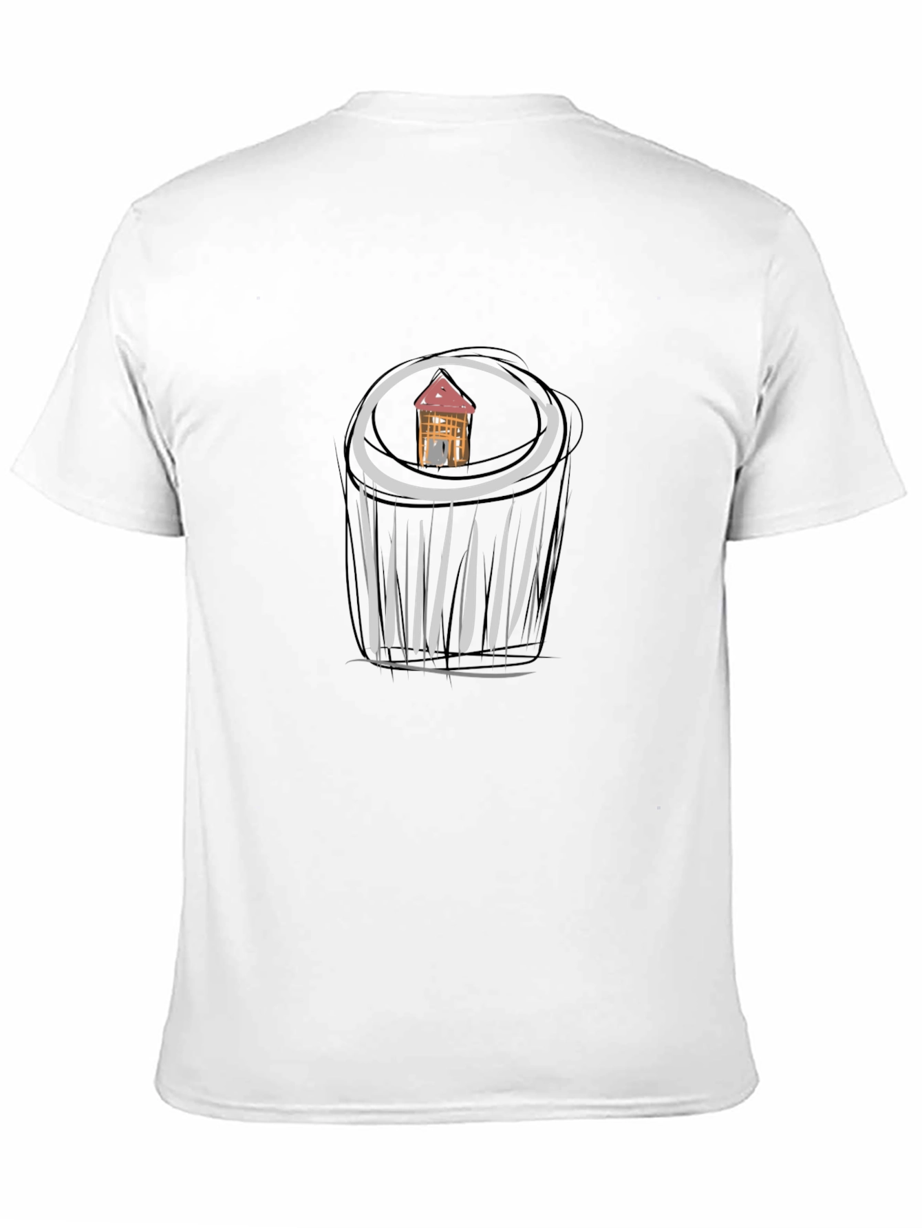 Black Unique Black T-Shirt with House Sketch view 11