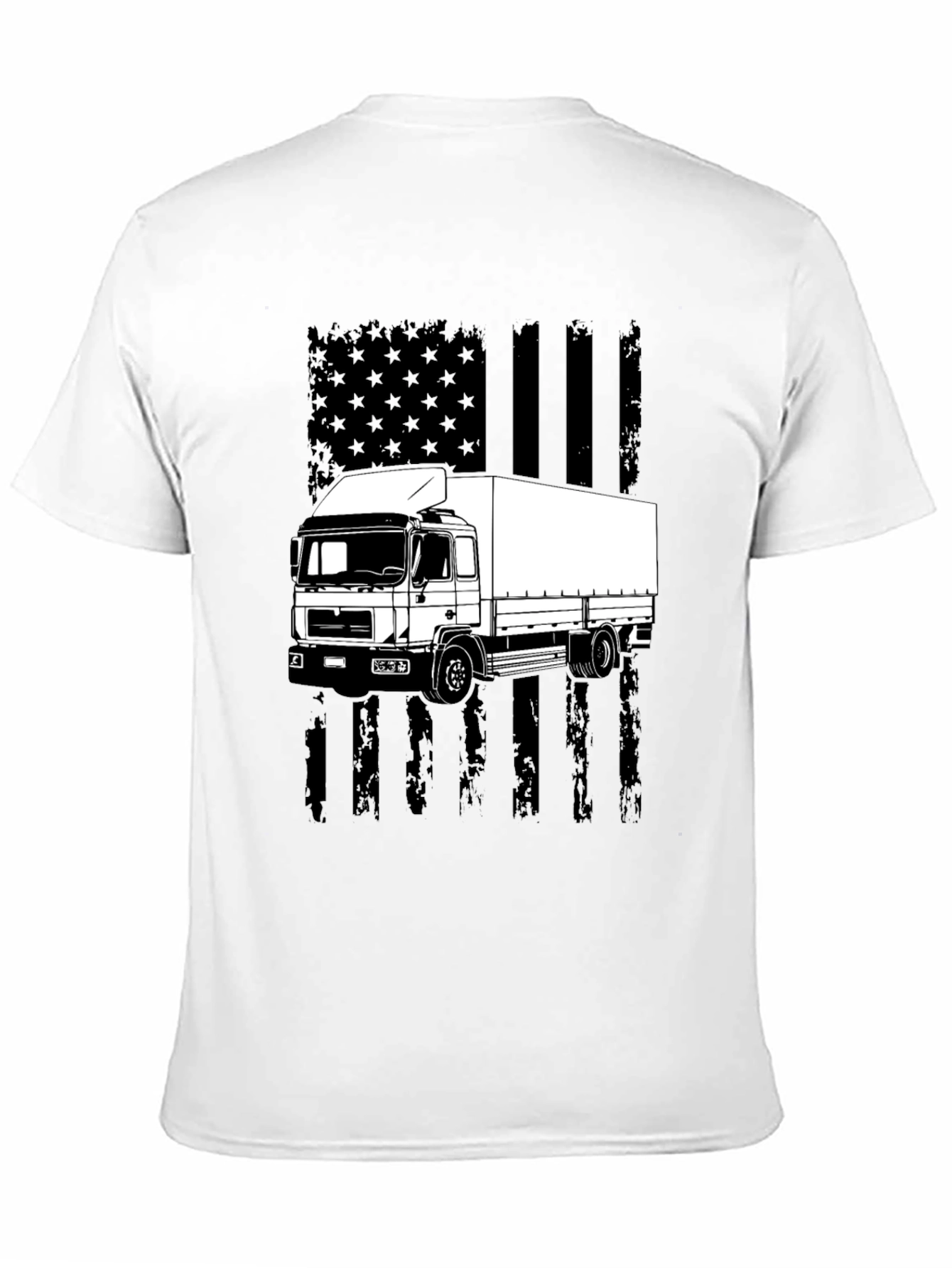 Black Trucker T-Shirt - American Flag Style view 11
