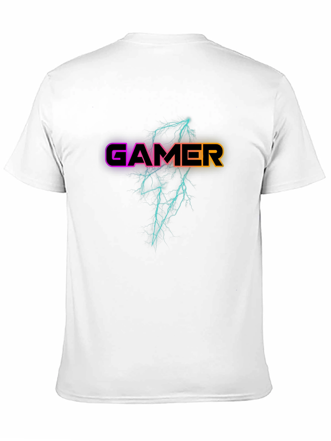 Black Gamer Lightning Bolt Graphic Black T-Shirt view 11