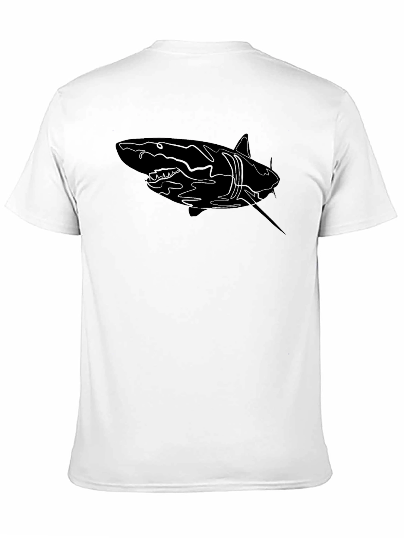 Black Shark Graphic Print Men's Black T-Shirt view 11