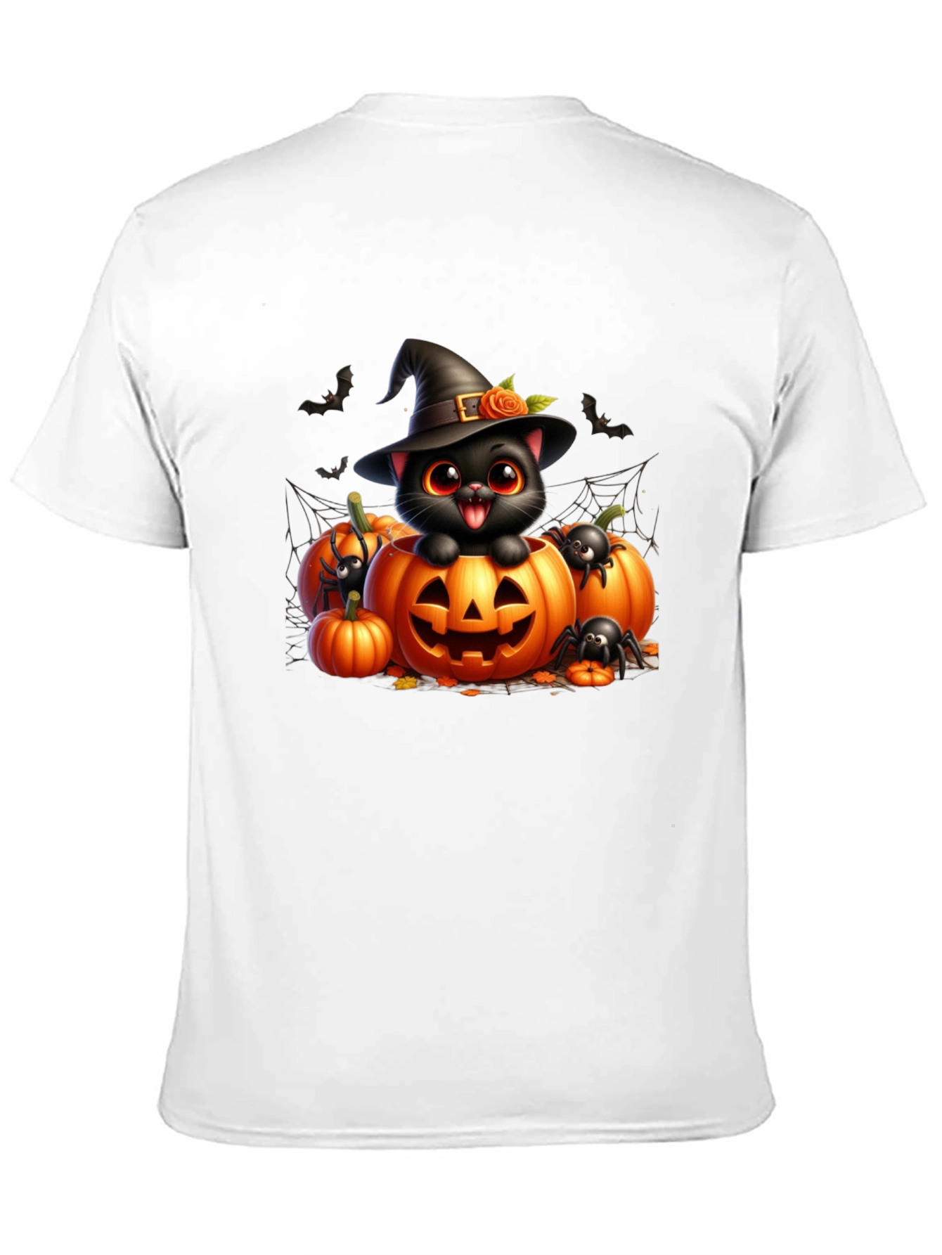 Black Halloween Cat Pumpkin Graphic Tee view 11