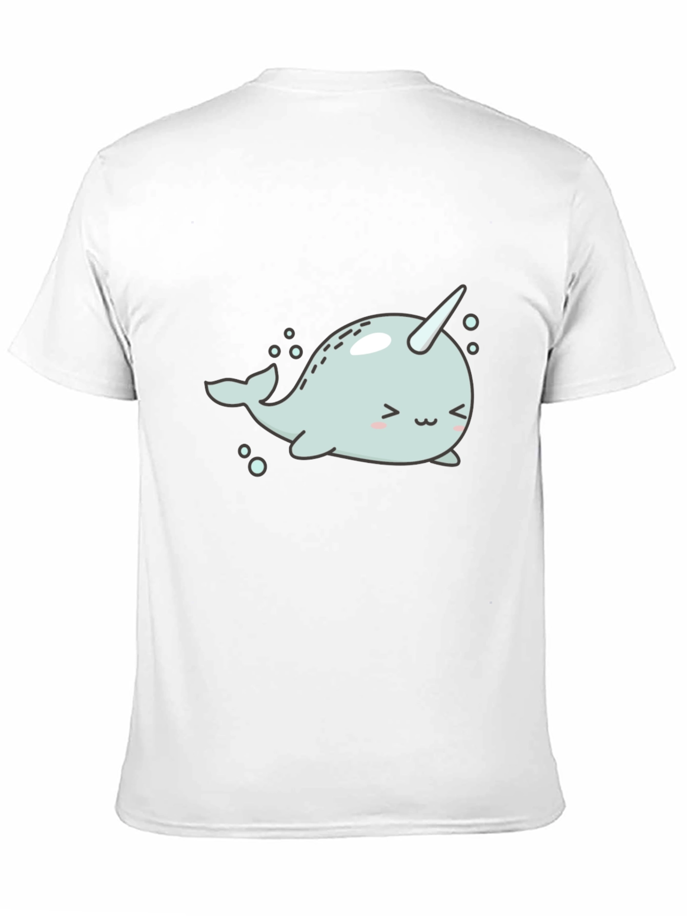 Black Cute Narwhal Graphic Tee - Black Cotton T-Shirt view 11