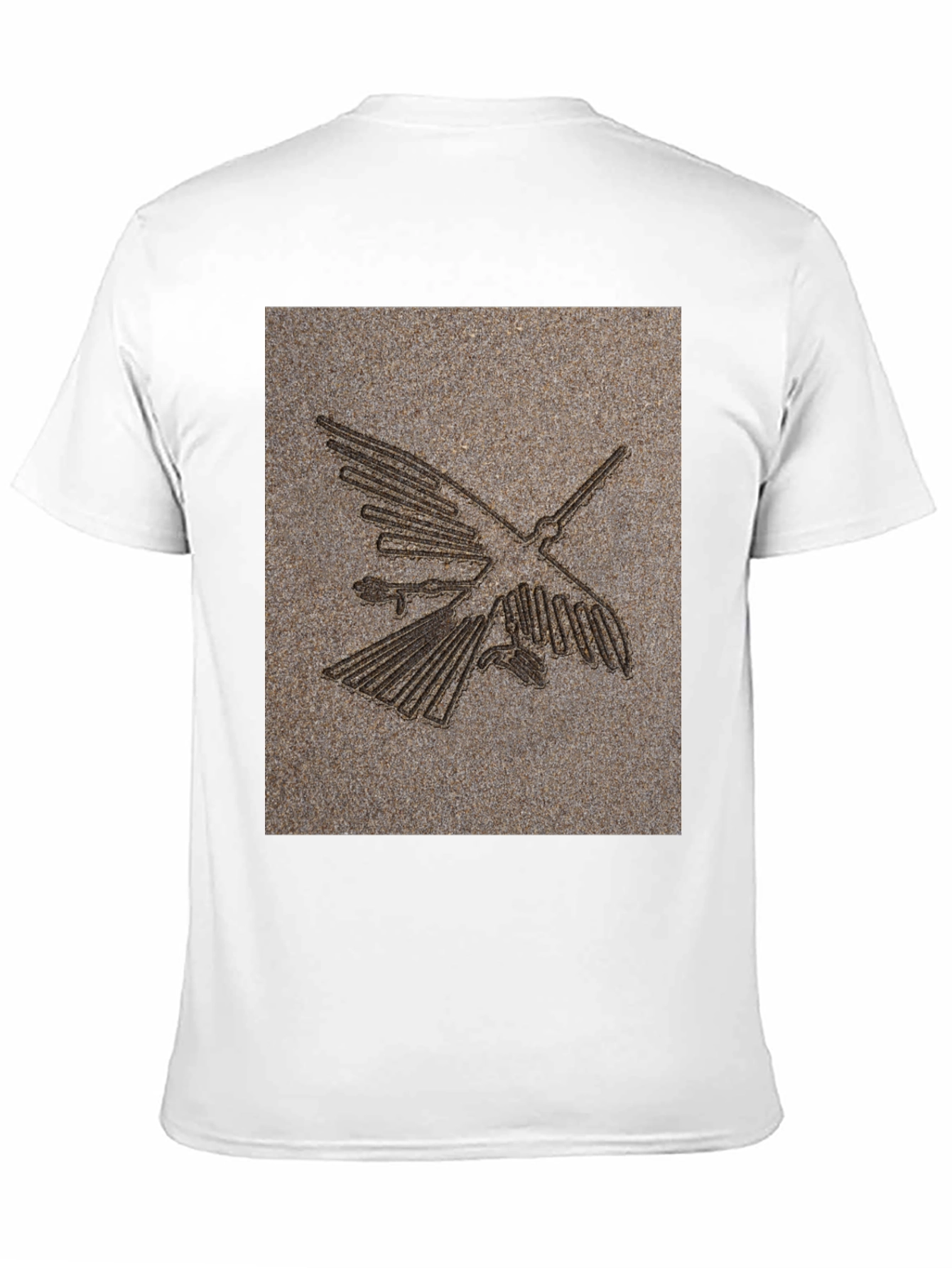 Black Nazca Lines Bird Graphic Tee - Black Cotton T-Shirt view 11
