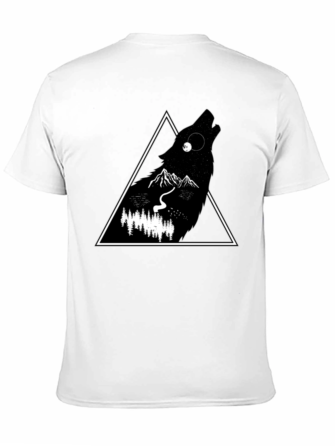 Black Wolf Triangle Graphic Black T-Shirt view 11