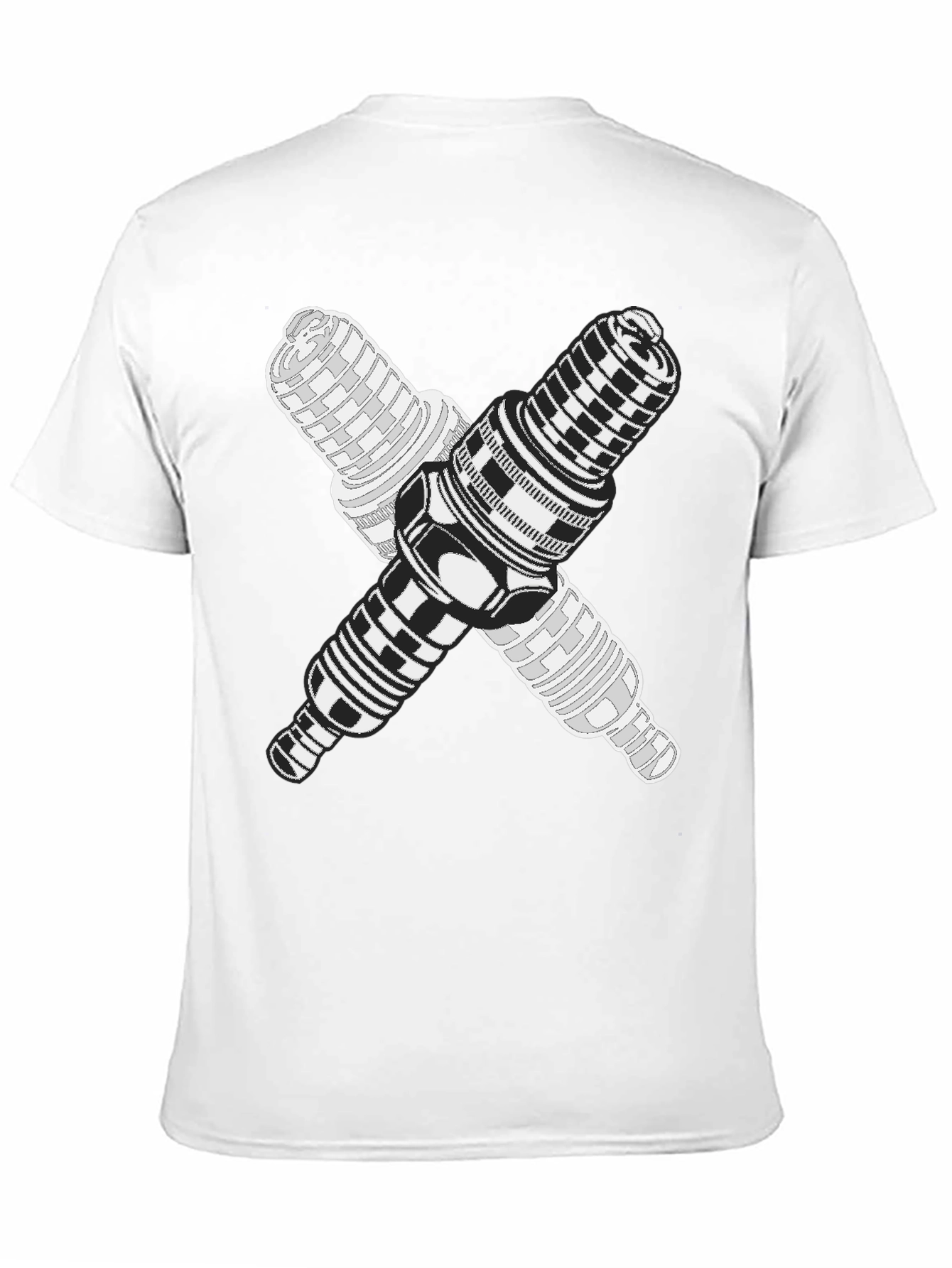 Black Crossed Spark Plugs Graphic Tee - Black Cotton Blend view 11