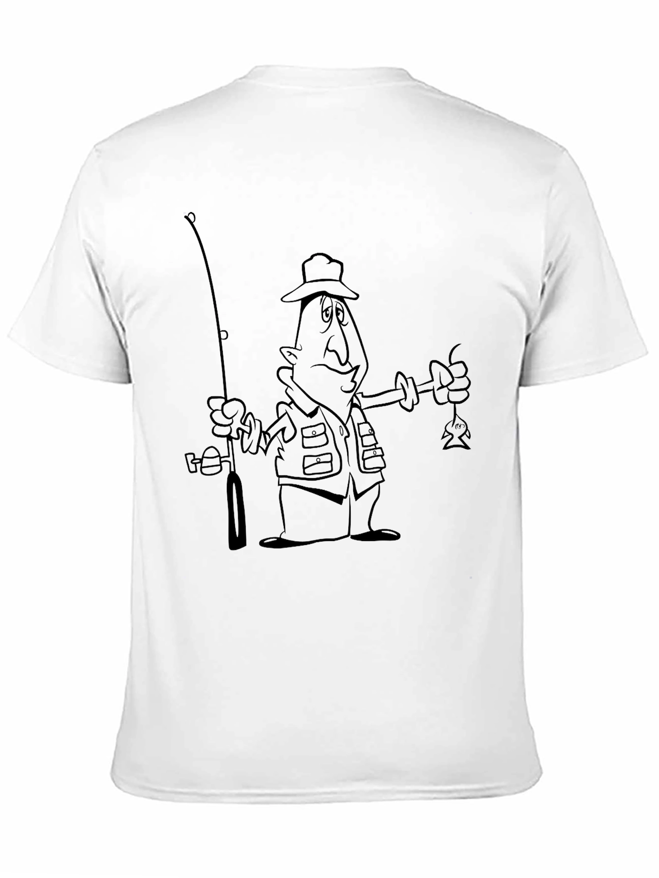 Black Cartoon Fisherman Black T-Shirt view 11