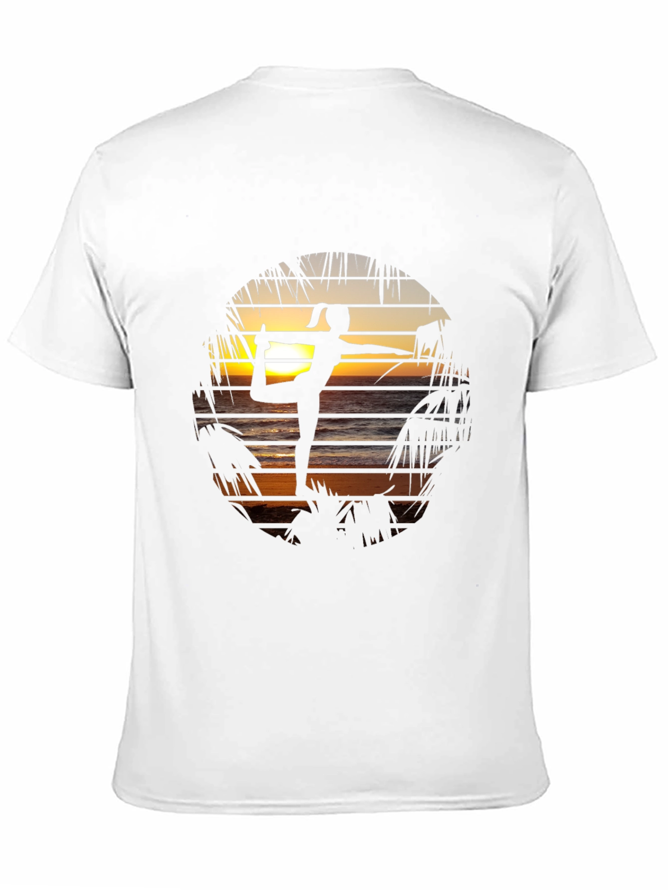 Black Yoga Sunset Graphic Tee - Zen Beach Vibes T-Shirt view 11